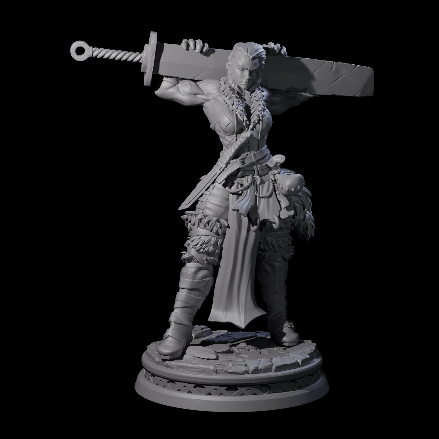 Muscular Female Barbarian Miniature for Dungeons and Dragons, Pathfinder or other TTRPGs
