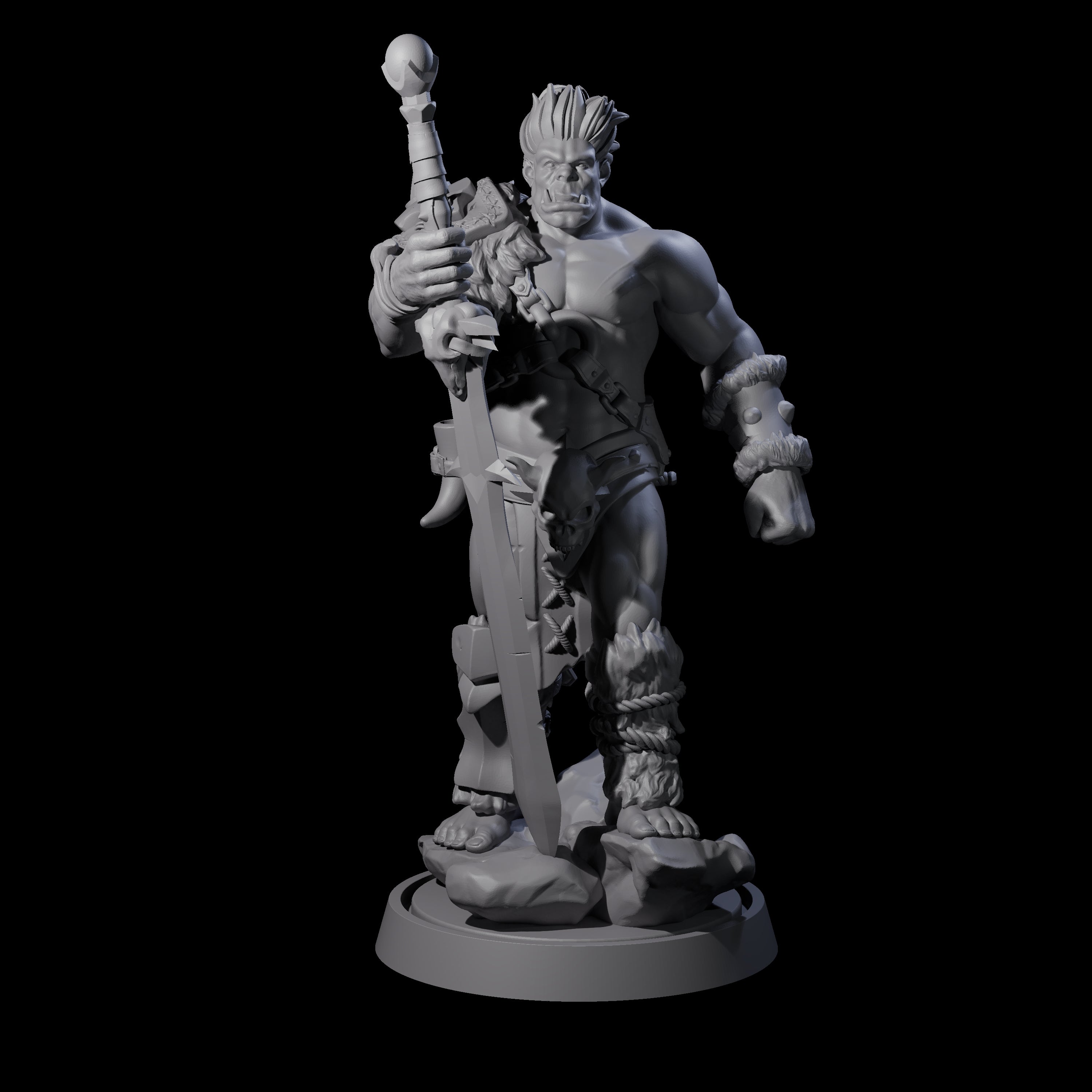 Muscular Half Orc Barbarian Miniature for Dungeons and Dragons, Pathfinder or other TTRPGs