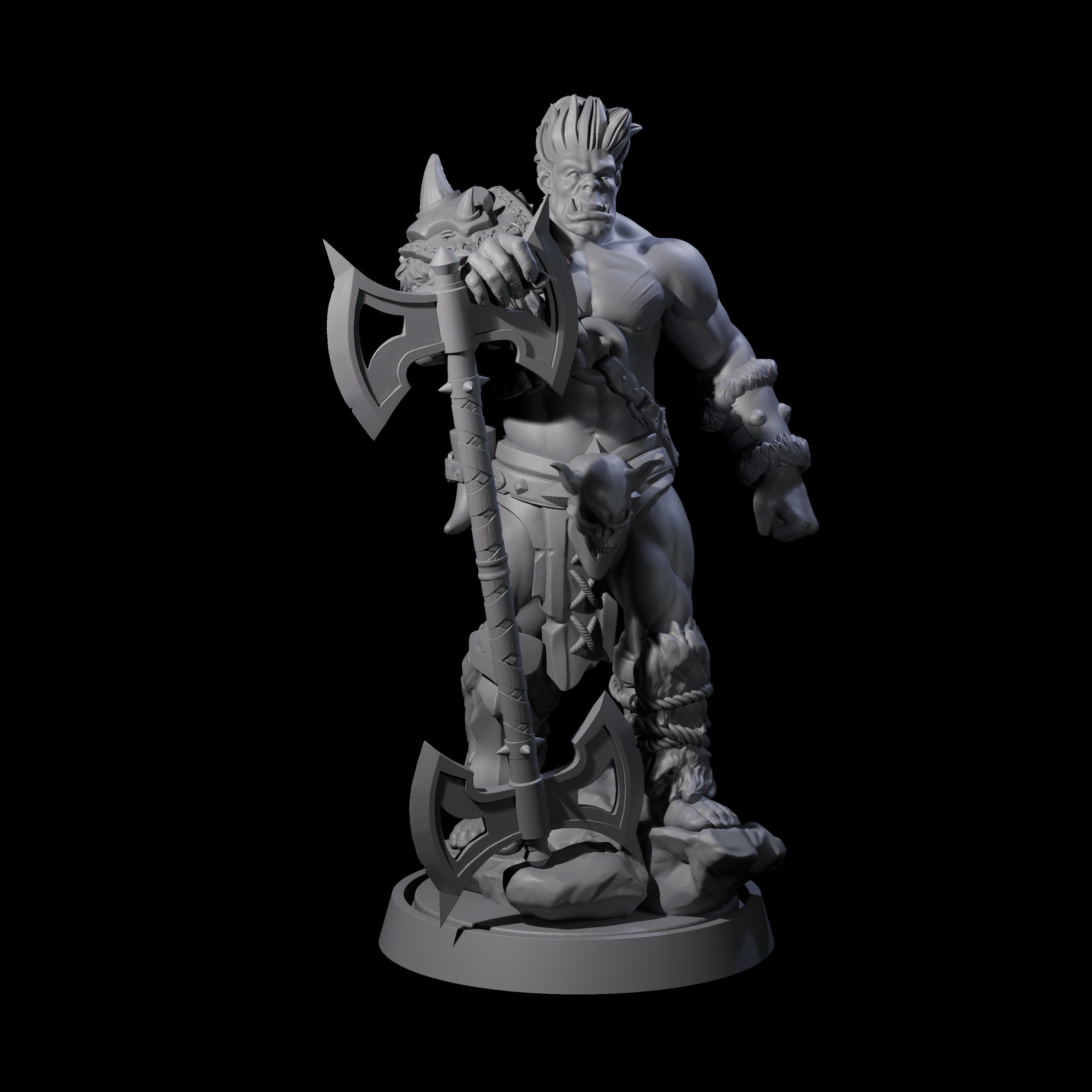 Muscular Half Orc Barbarian Miniature for Dungeons and Dragons, Pathfinder or other TTRPGs