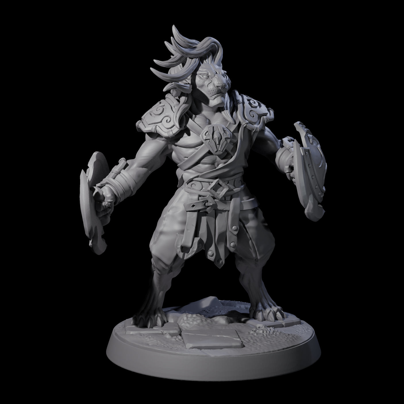 Muscular Leonin Warrior A Miniature for Dungeons and Dragons, Pathfinder or other TTRPGs
