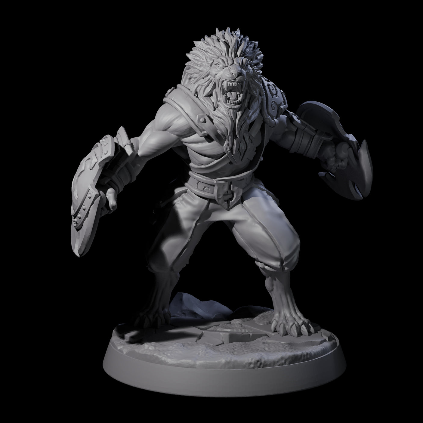 Muscular Leonin Warrior B Miniature for Dungeons and Dragons, Pathfinder or other TTRPGs