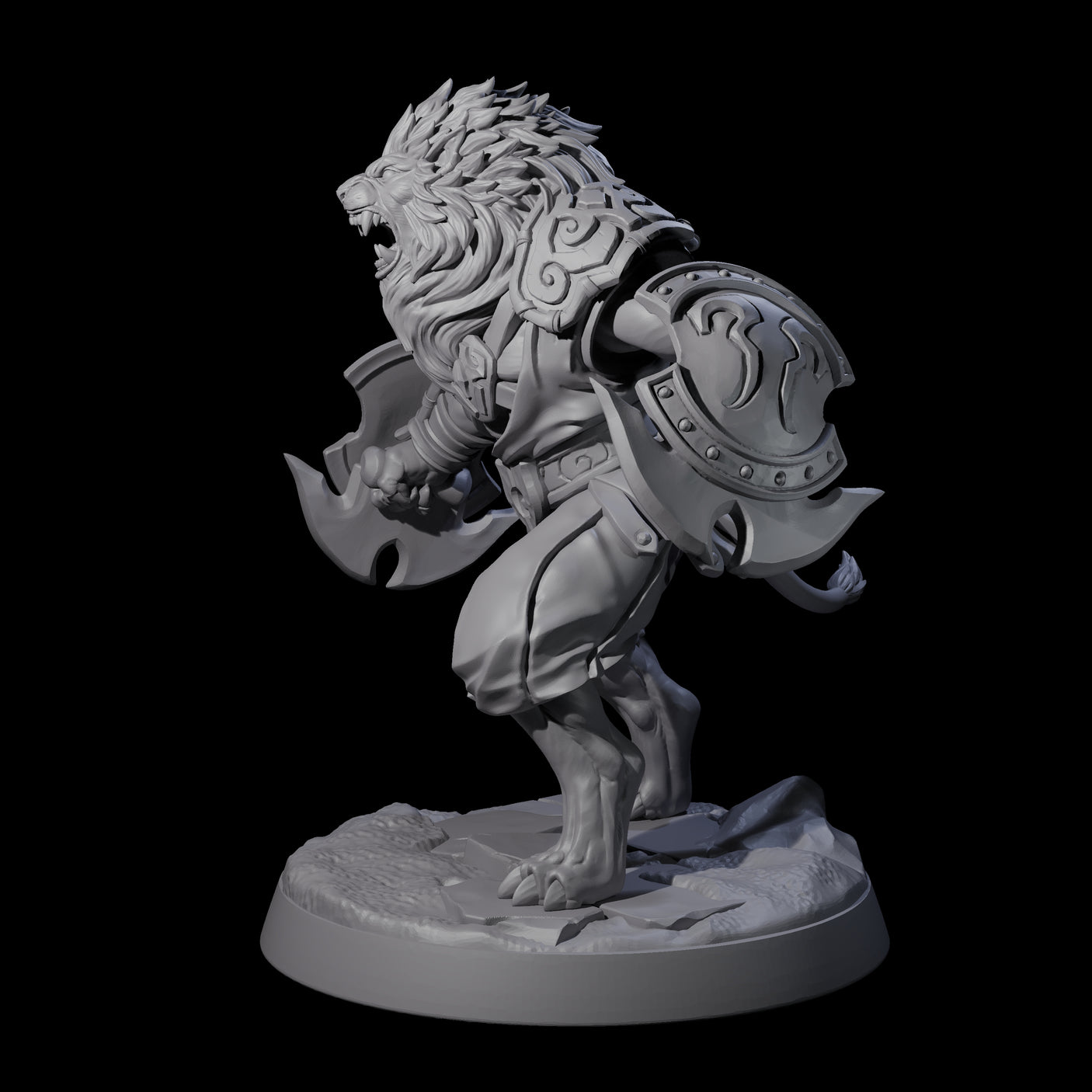 Muscular Leonin Warrior B Miniature for Dungeons and Dragons, Pathfinder or other TTRPGs
