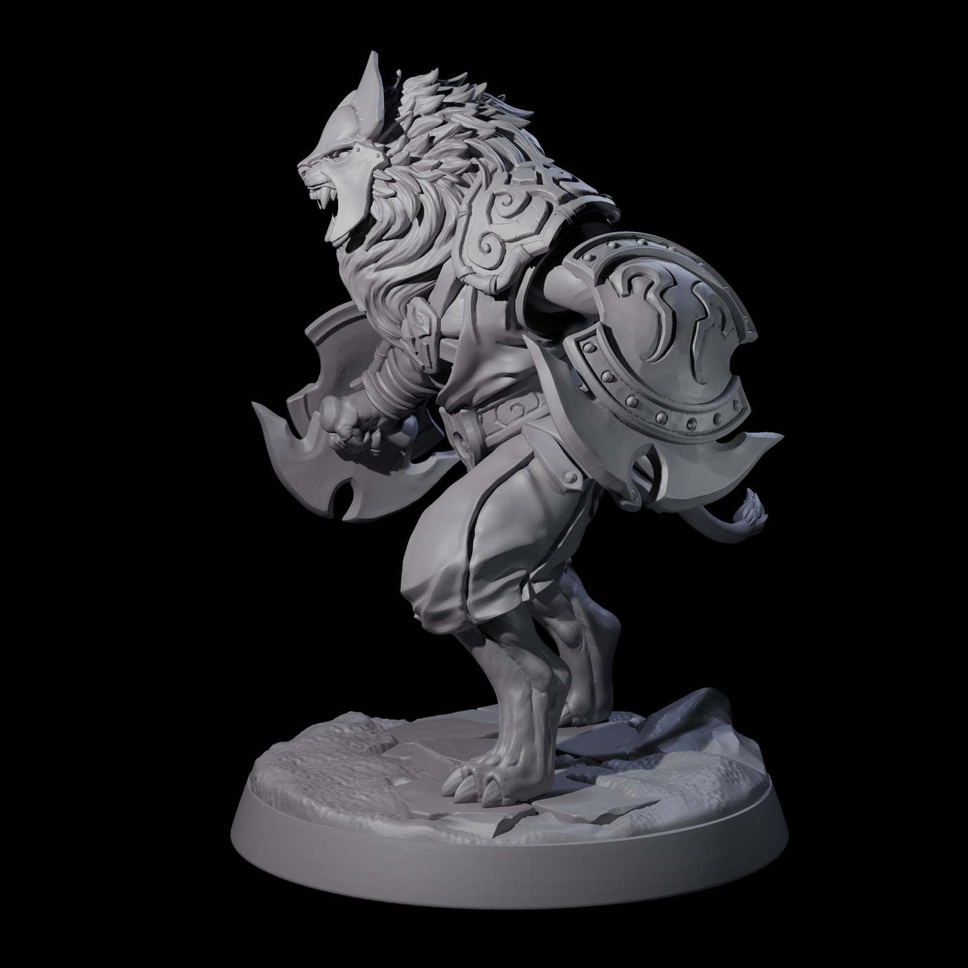 Muscular Leonin Warrior B Miniature for Dungeons and Dragons, Pathfinder or other TTRPGs