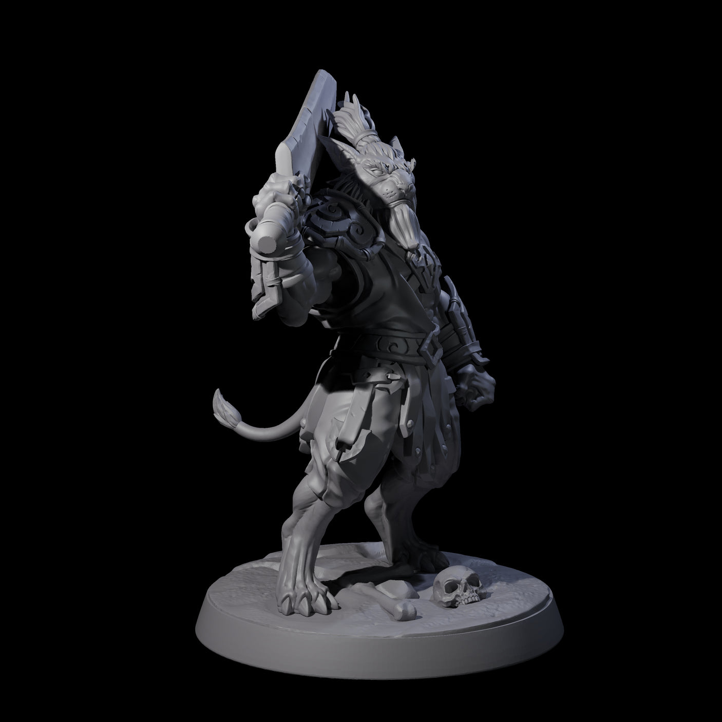 Muscular Leonin Warrior C Miniature for Dungeons and Dragons, Pathfinder or other TTRPGs