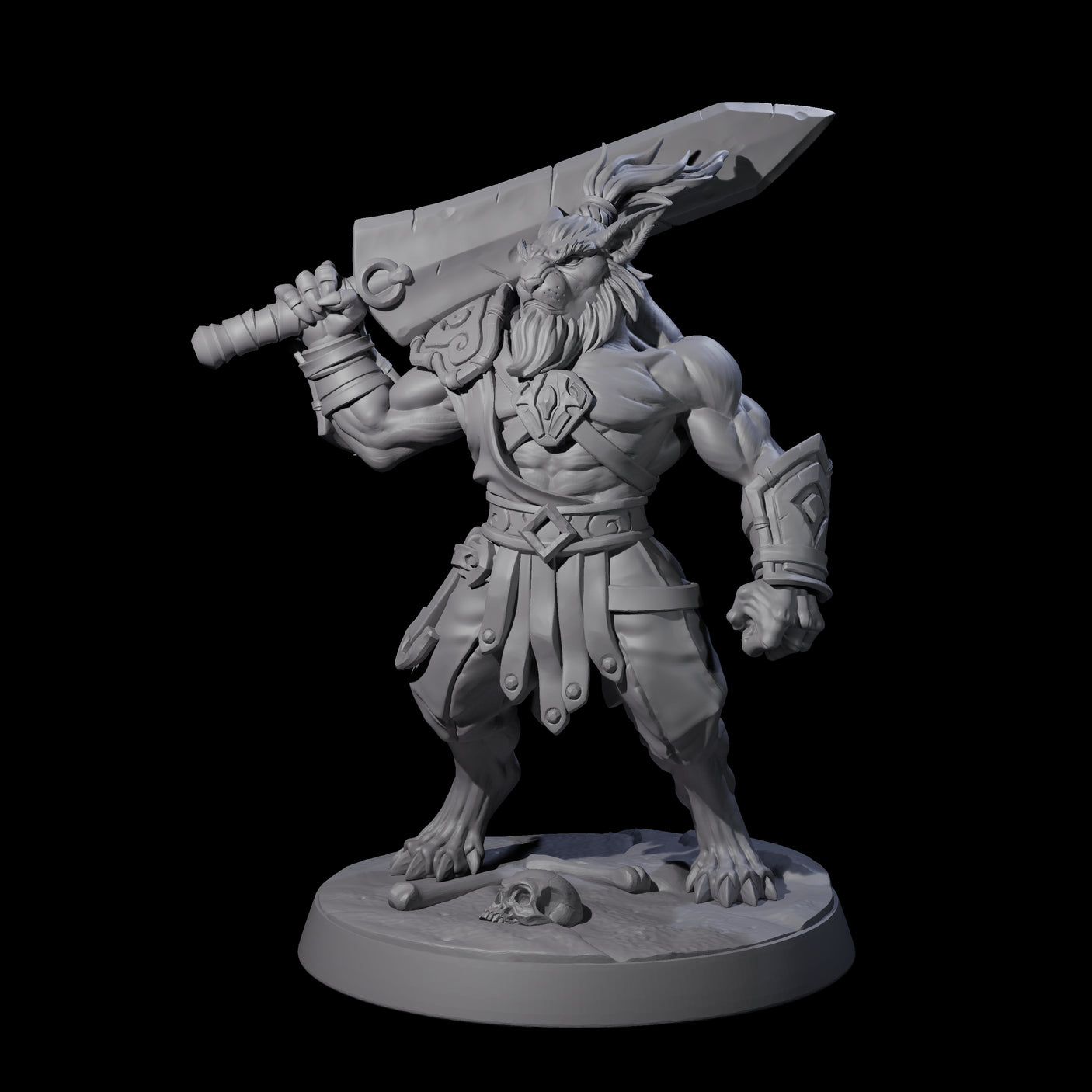 Muscular Leonin Warrior C Miniature for Dungeons and Dragons, Pathfinder or other TTRPGs