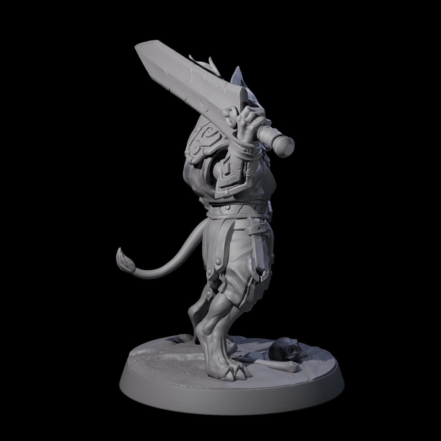 Muscular Leonin Warrior C Miniature for Dungeons and Dragons, Pathfinder or other TTRPGs