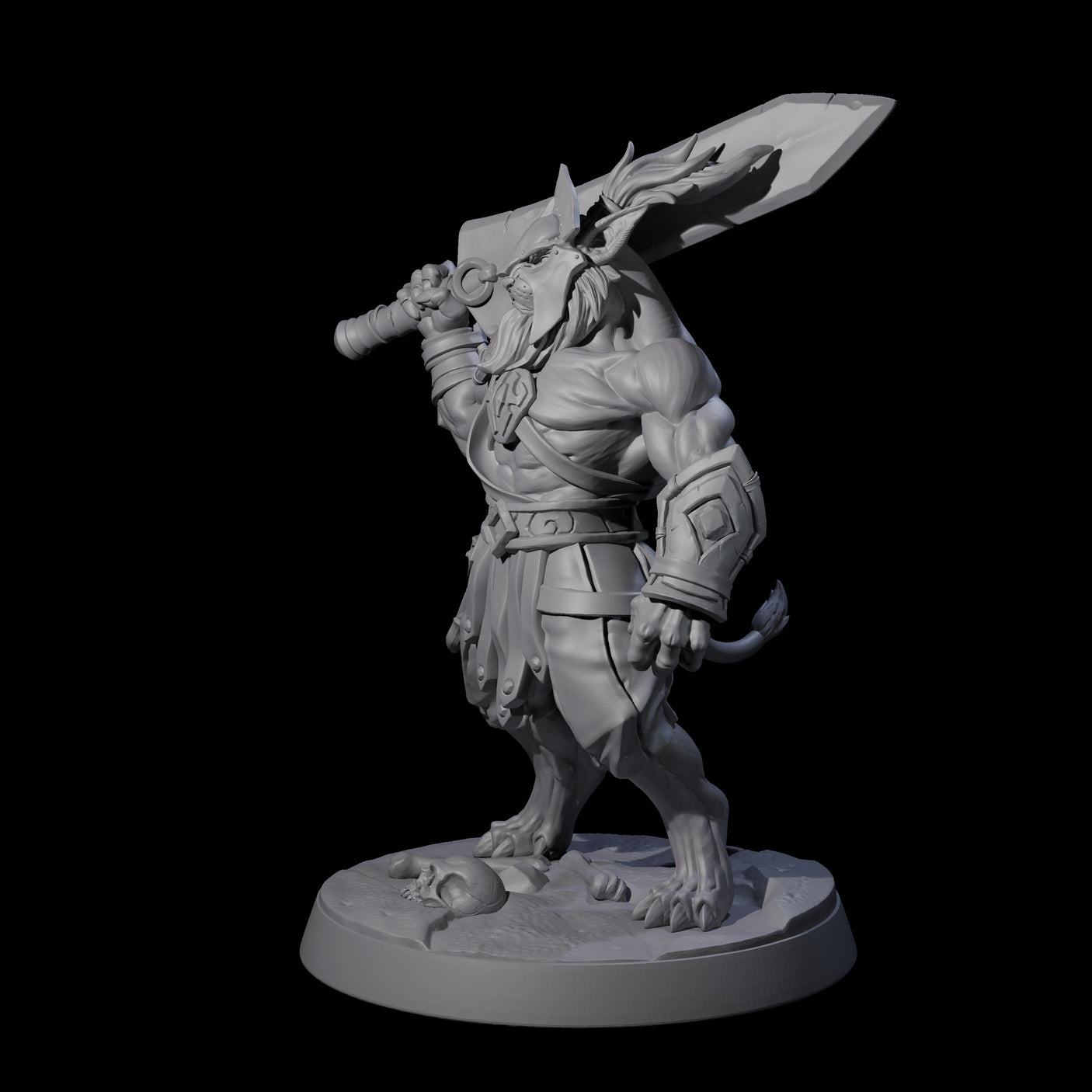 Muscular Leonin Warrior C Miniature for Dungeons and Dragons, Pathfinder or other TTRPGs