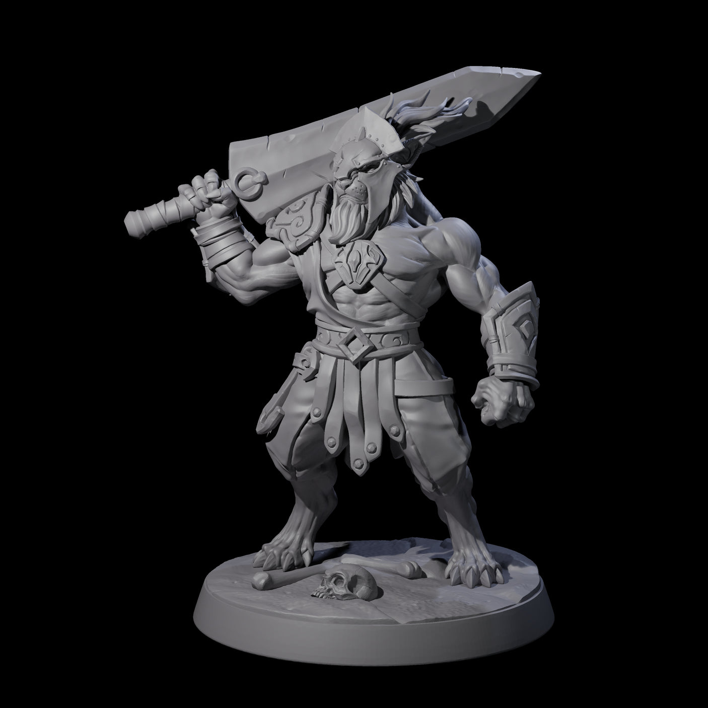 Muscular Leonin Warrior C Miniature for Dungeons and Dragons, Pathfinder or other TTRPGs
