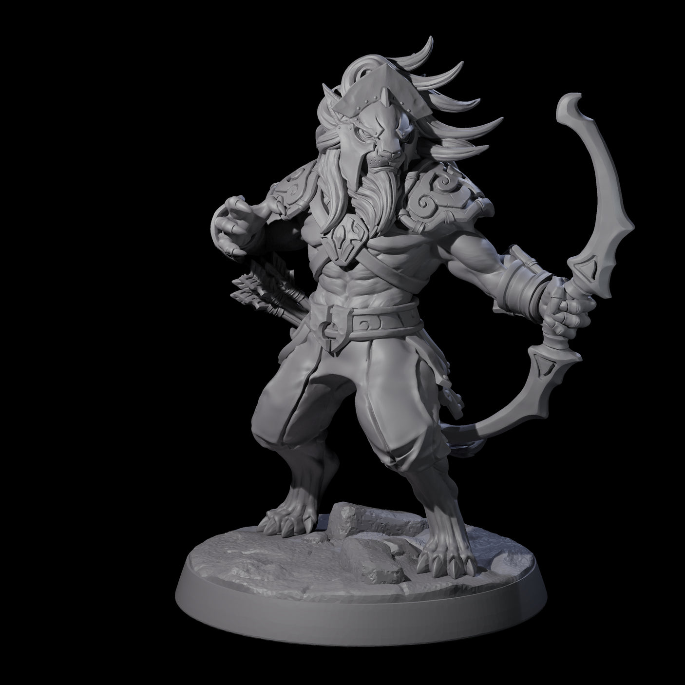Muscular Leonin Warrior D Miniature for Dungeons and Dragons, Pathfinder or other TTRPGs