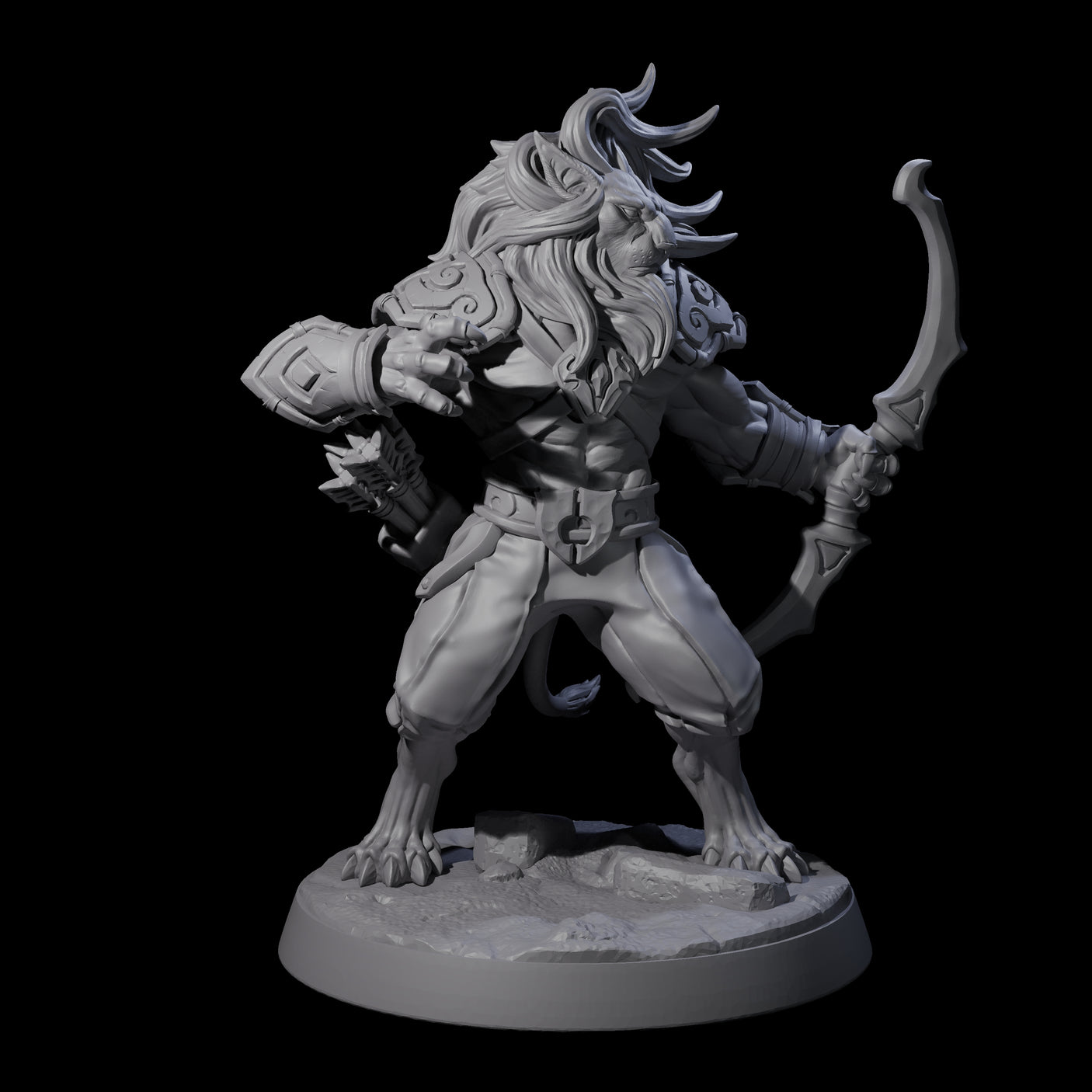 Muscular Leonin Warrior D Miniature for Dungeons and Dragons, Pathfinder or other TTRPGs