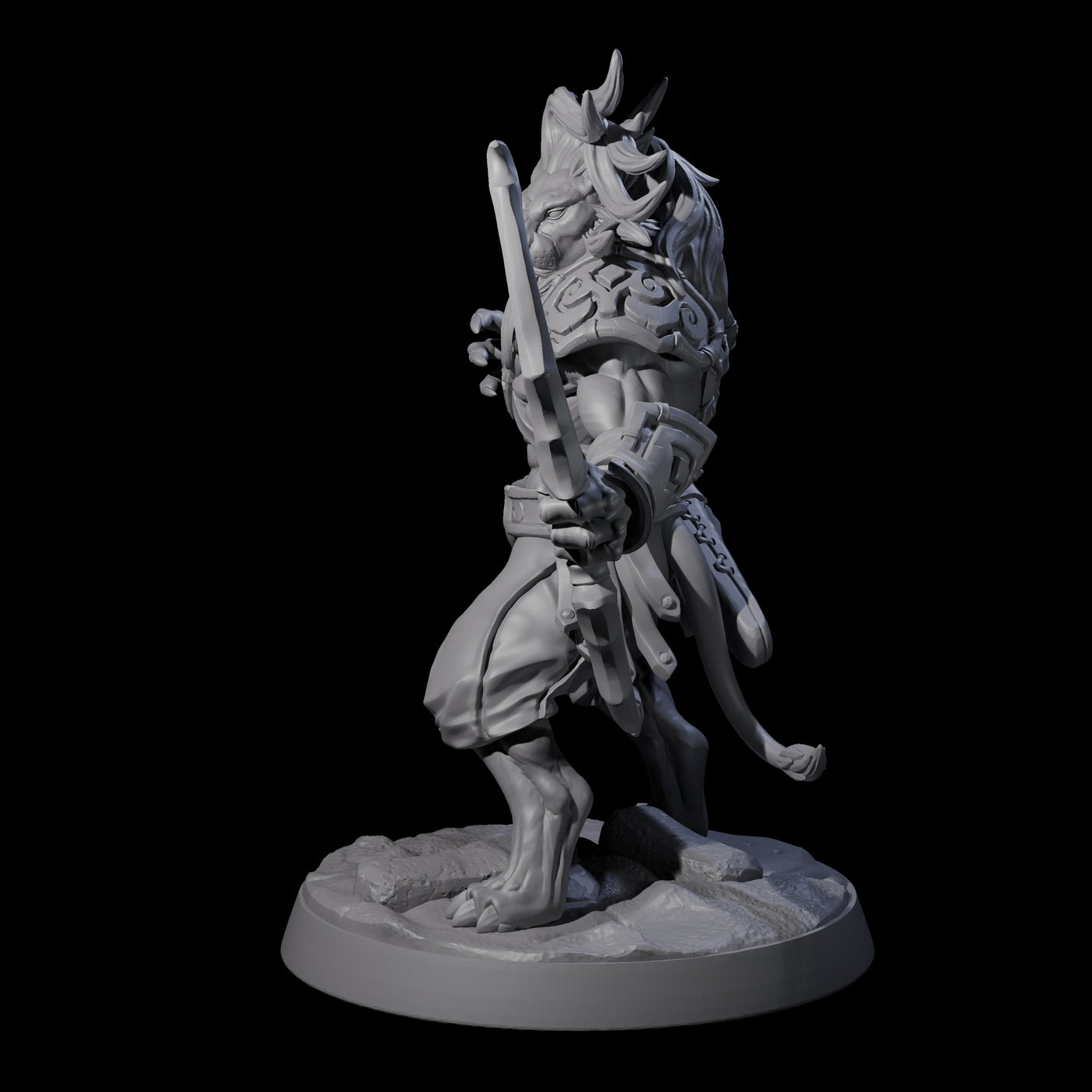 Muscular Leonin Warrior D Miniature for Dungeons and Dragons, Pathfinder or other TTRPGs
