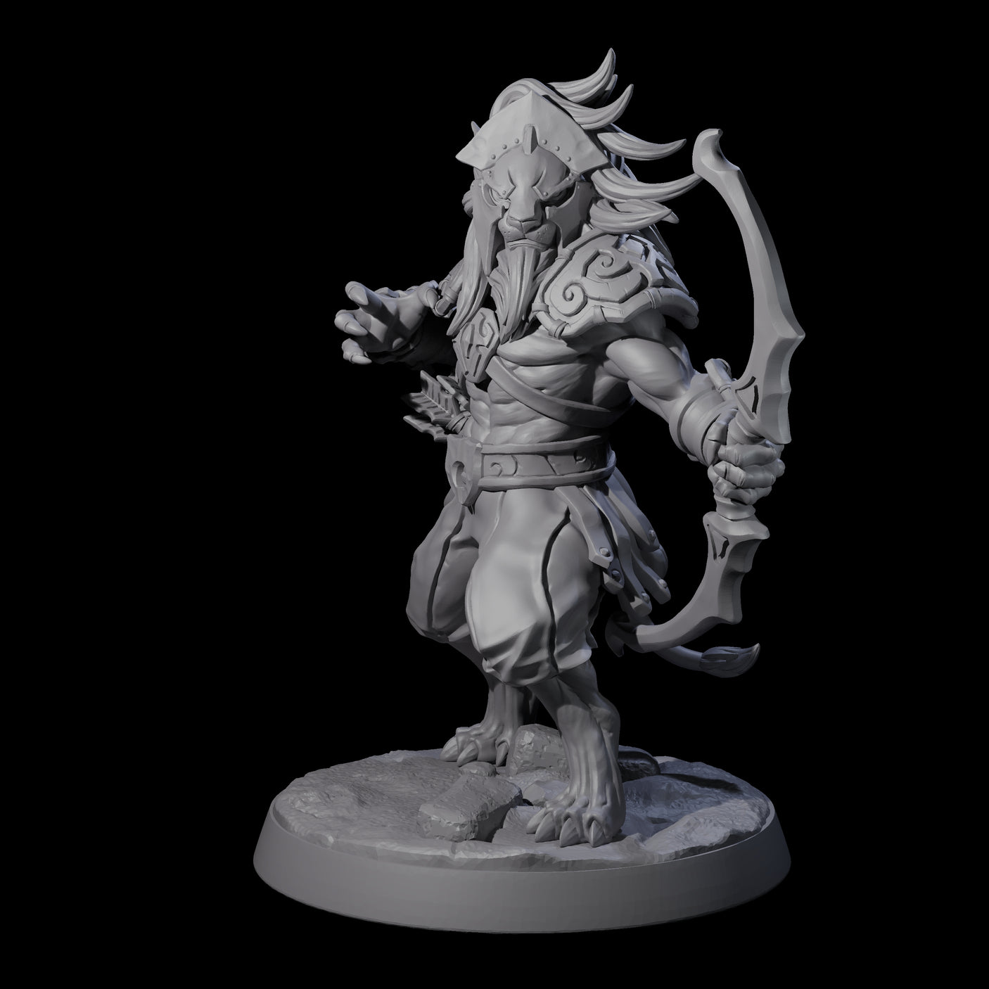 Muscular Leonin Warrior D Miniature for Dungeons and Dragons, Pathfinder or other TTRPGs