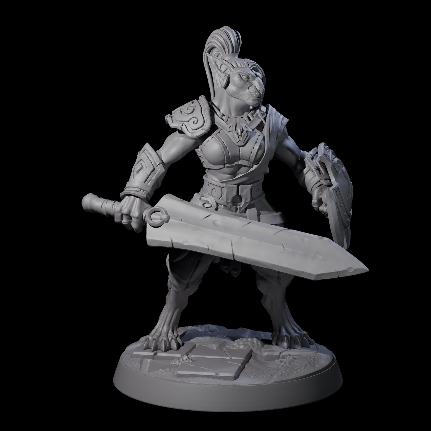 Muscular Leonin Warrior E Miniature for Dungeons and Dragons, Pathfinder or other TTRPGs