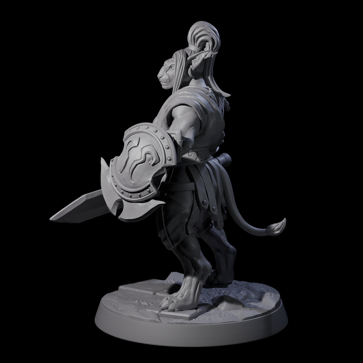 Muscular Leonin Warrior E Miniature for Dungeons and Dragons, Pathfinder or other TTRPGs