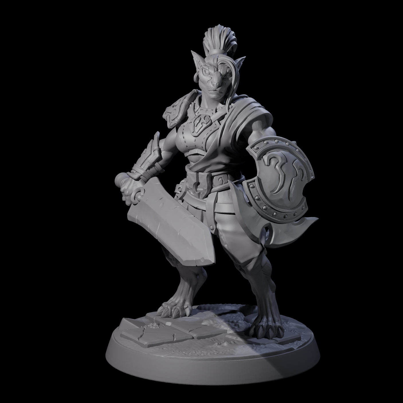Muscular Leonin Warrior E Miniature for Dungeons and Dragons, Pathfinder or other TTRPGs