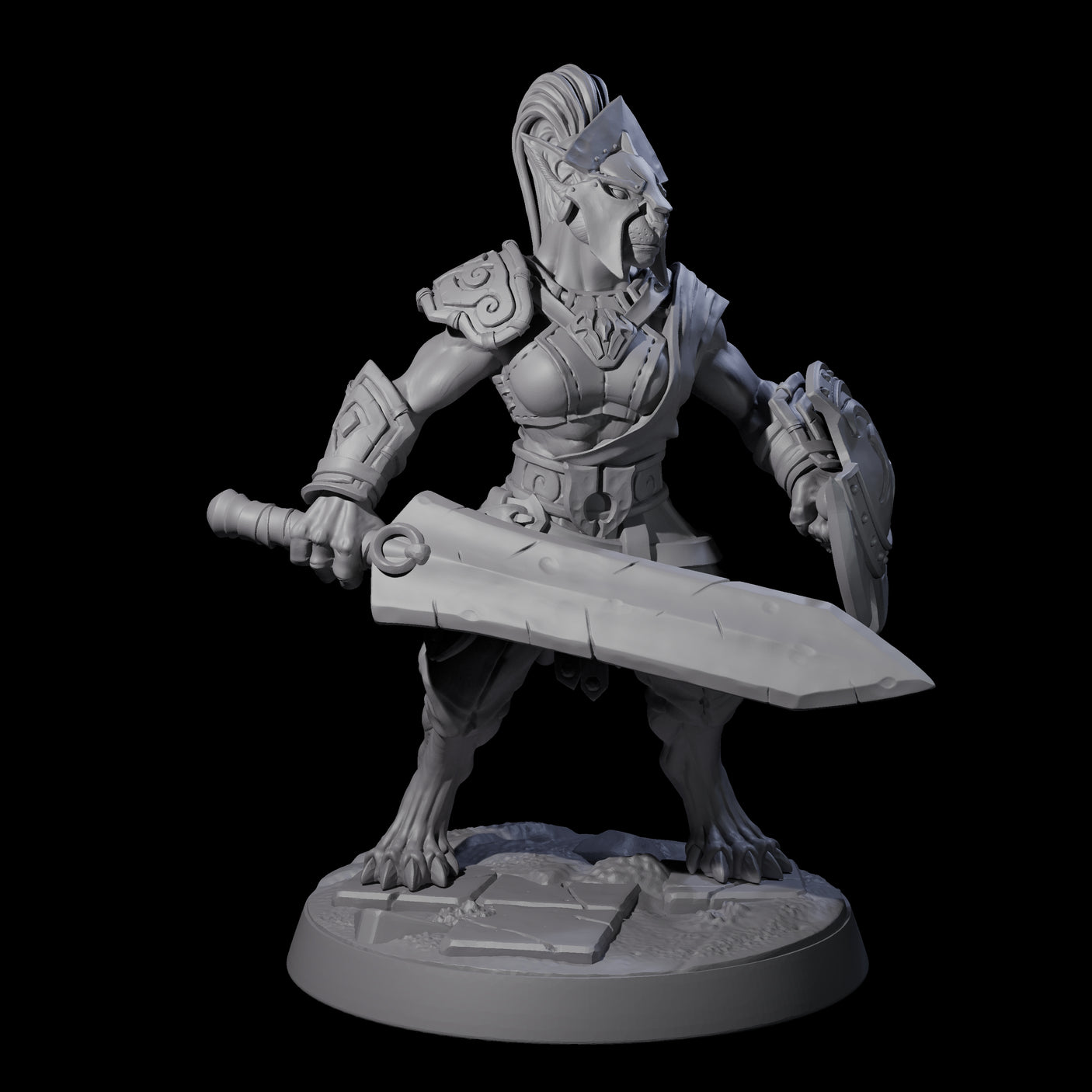 Muscular Leonin Warrior E Miniature for Dungeons and Dragons, Pathfinder or other TTRPGs