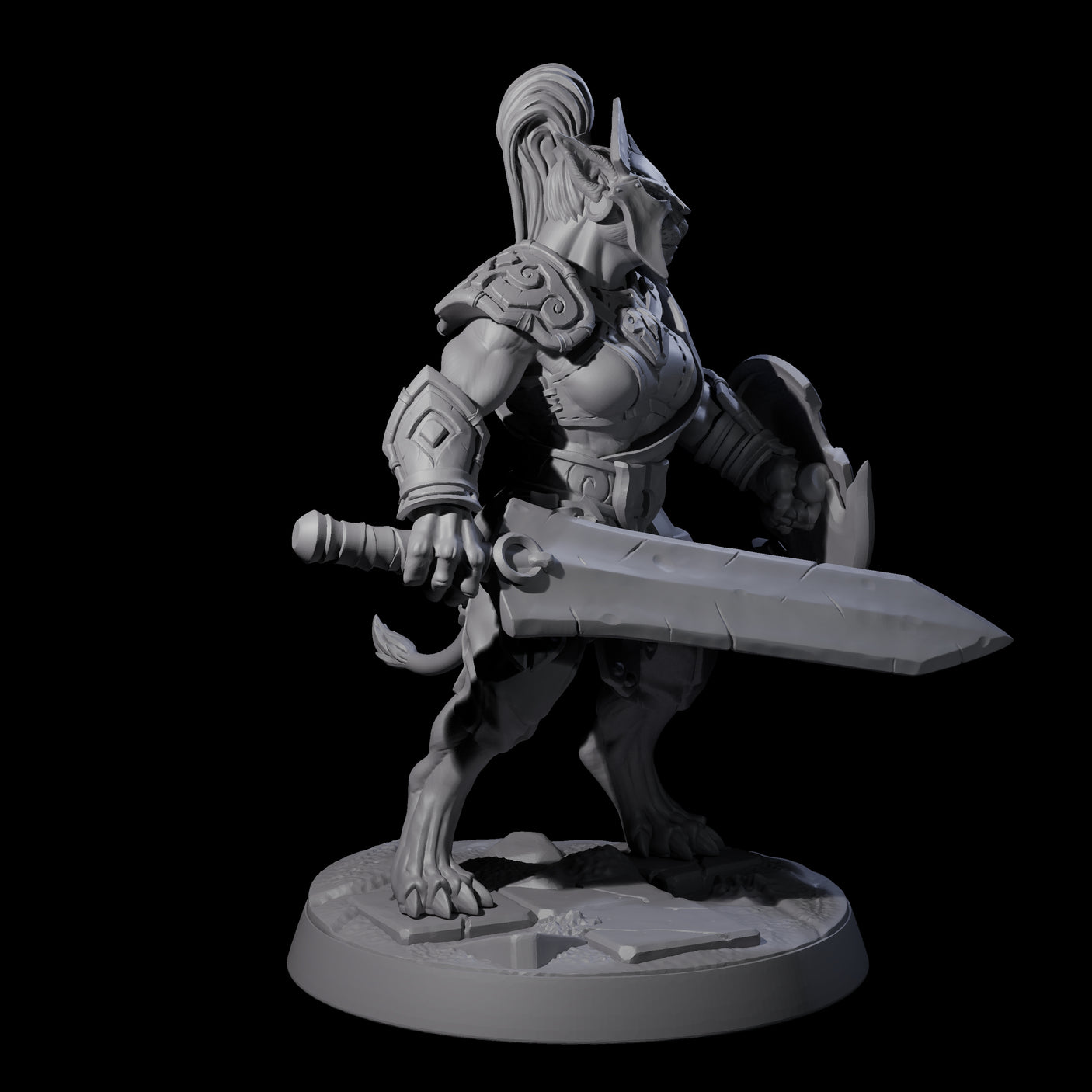 Muscular Leonin Warrior E Miniature for Dungeons and Dragons, Pathfinder or other TTRPGs