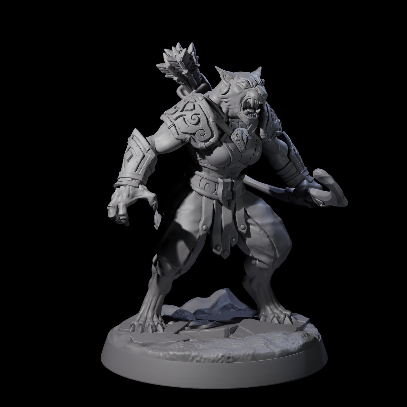 Muscular Leonin Warrior F Miniature for Dungeons and Dragons, Pathfinder or other TTRPGs