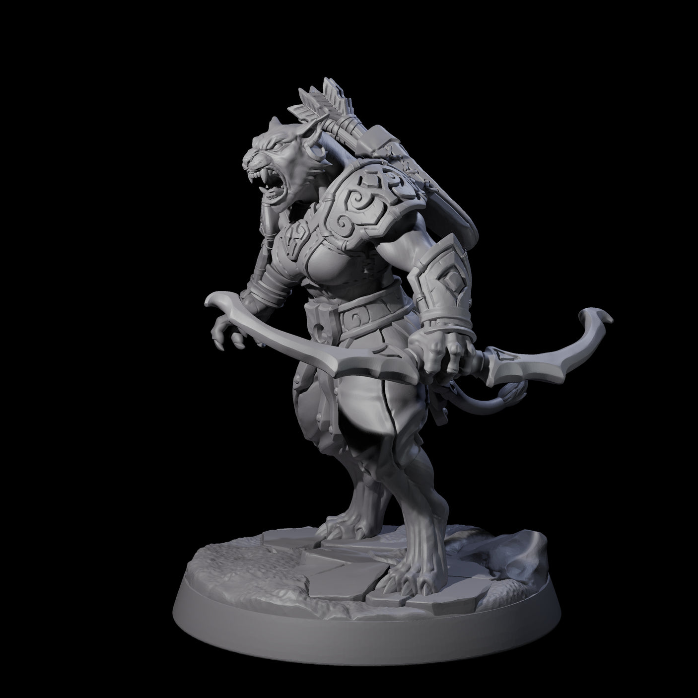 Muscular Leonin Warrior F Miniature for Dungeons and Dragons, Pathfinder or other TTRPGs