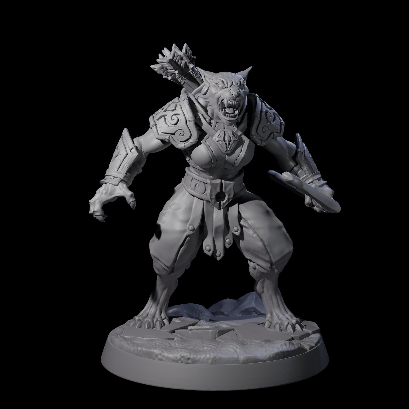 Muscular Leonin Warrior F Miniature for Dungeons and Dragons, Pathfinder or other TTRPGs
