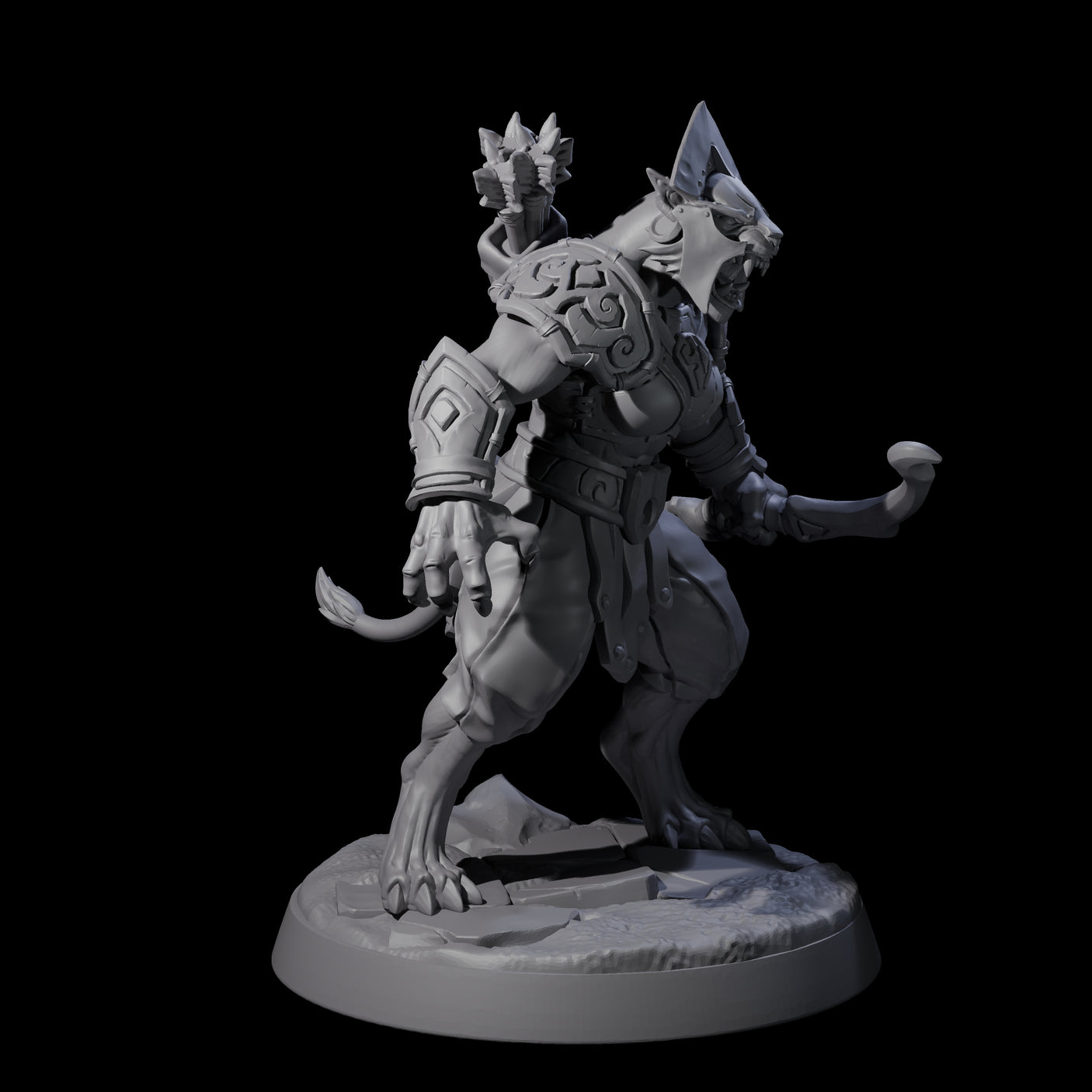 Muscular Leonin Warrior F Miniature for Dungeons and Dragons, Pathfinder or other TTRPGs