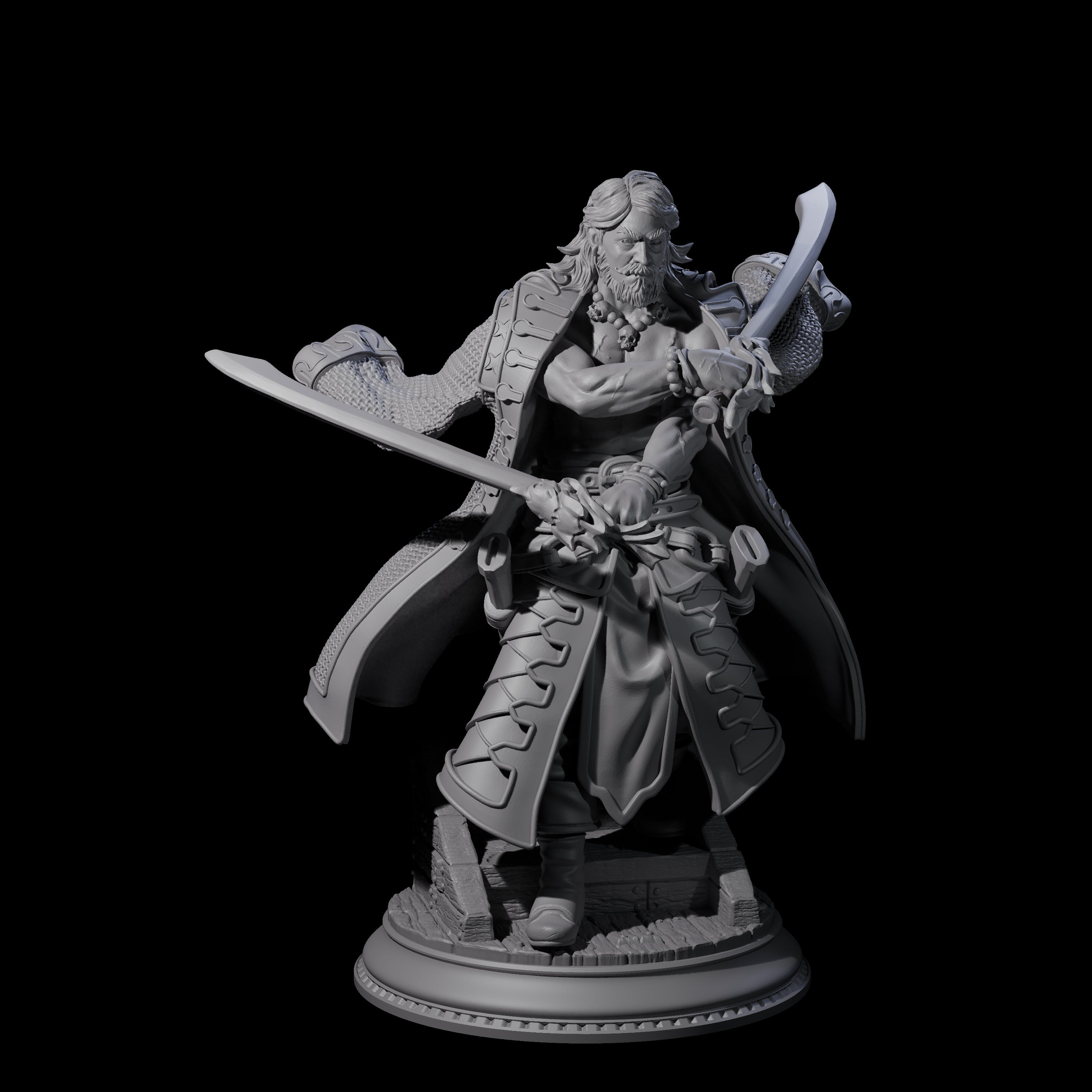 Muscular Pirate Blade Dancer Miniature for Dungeons and Dragons, Pathfinder or other TTRPGs