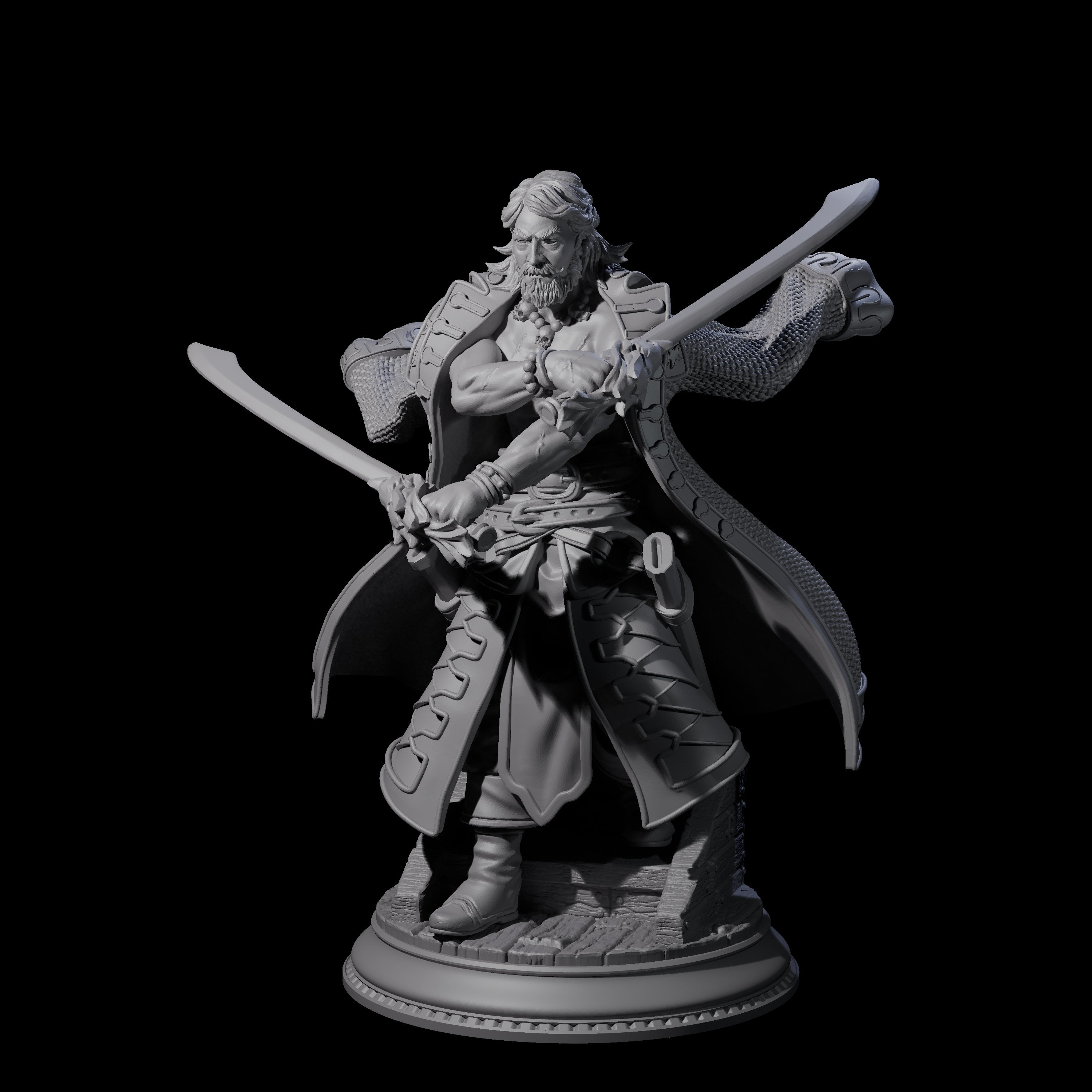 Muscular Pirate Blade Dancer Miniature for Dungeons and Dragons, Pathfinder or other TTRPGs