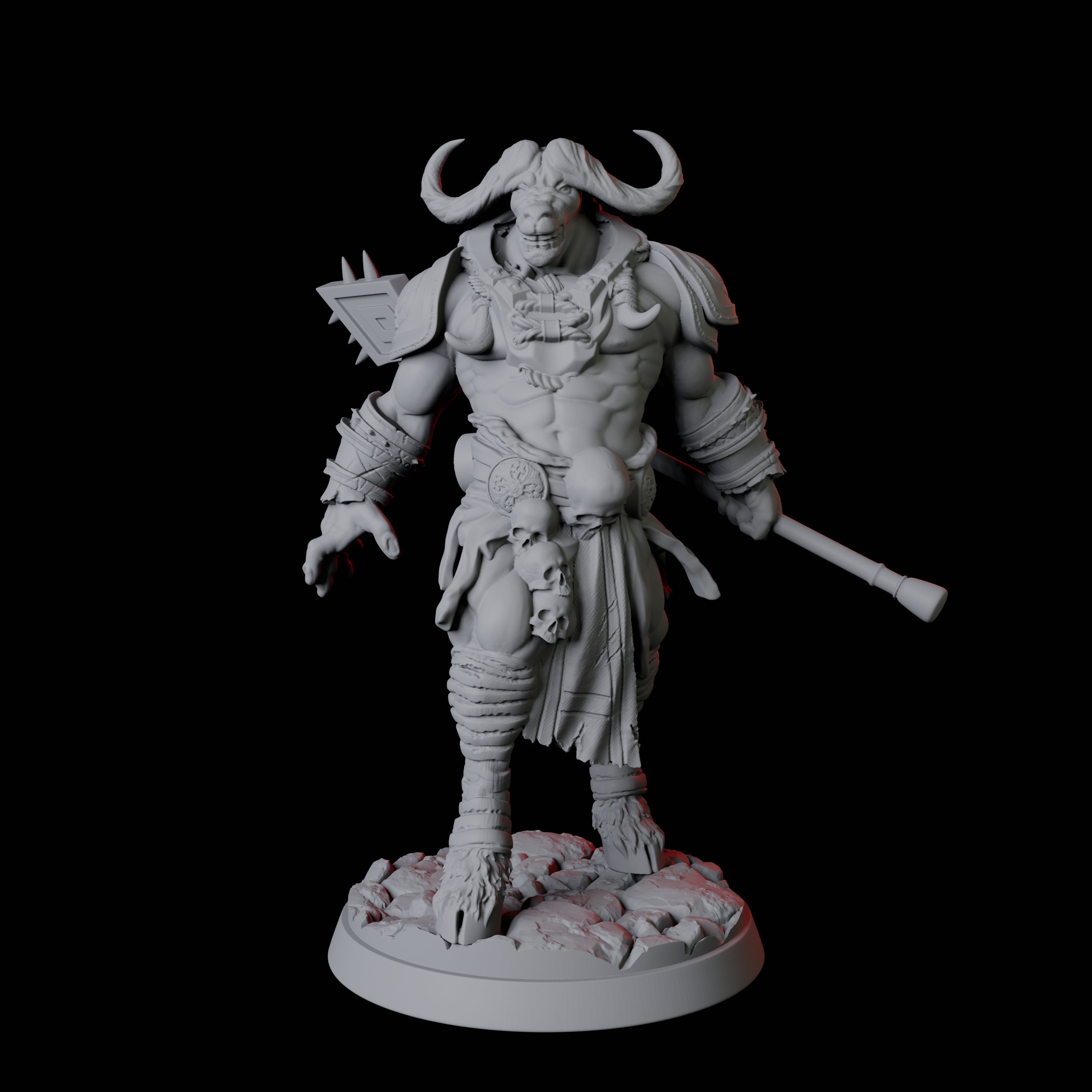 Muscular Yakfolk with Spear Miniature for Dungeons and Dragons, Pathfinder or other TTRPGs