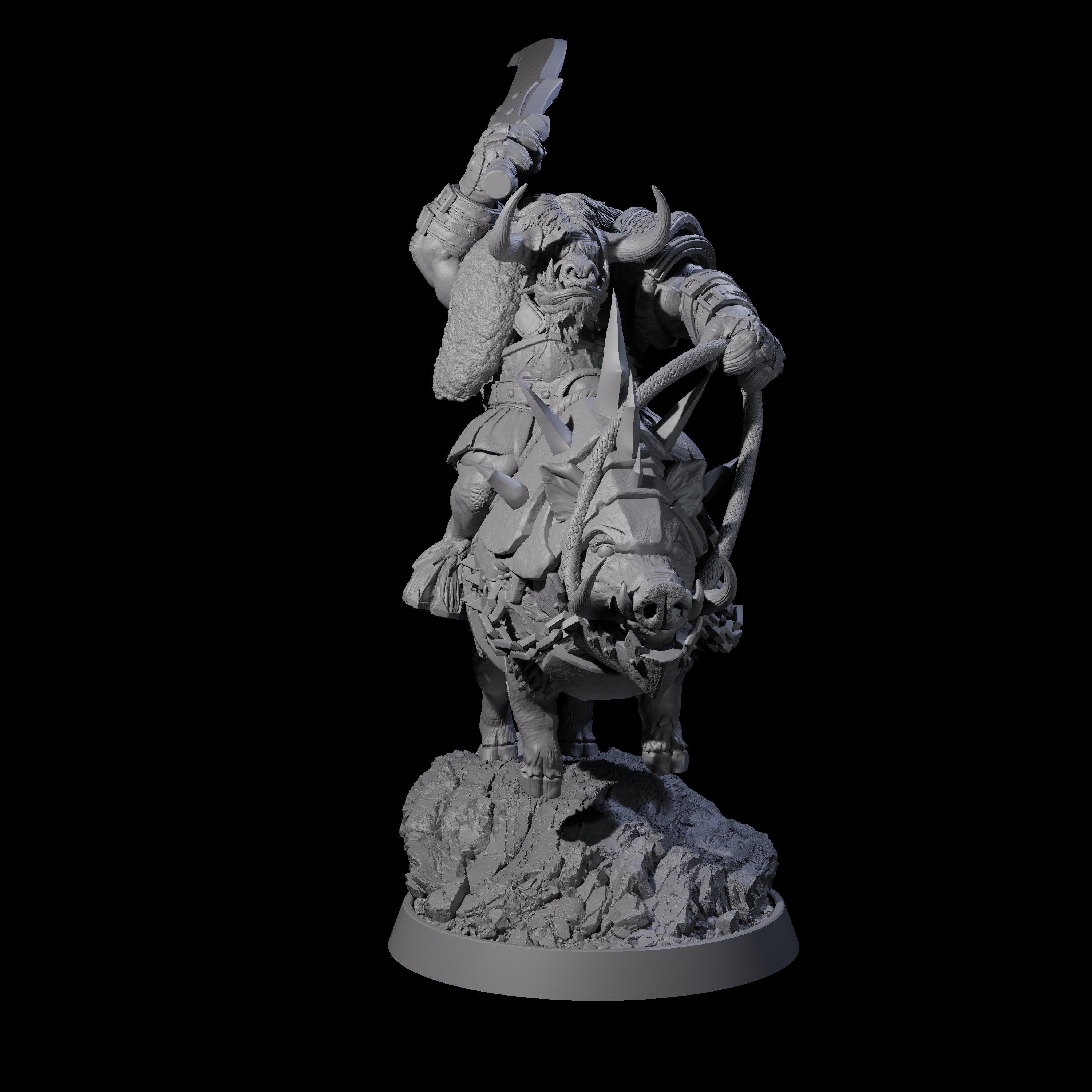 Mythical Minotaur on War Pig A Miniature for Dungeons and Dragons, Pathfinder or other TTRPGs