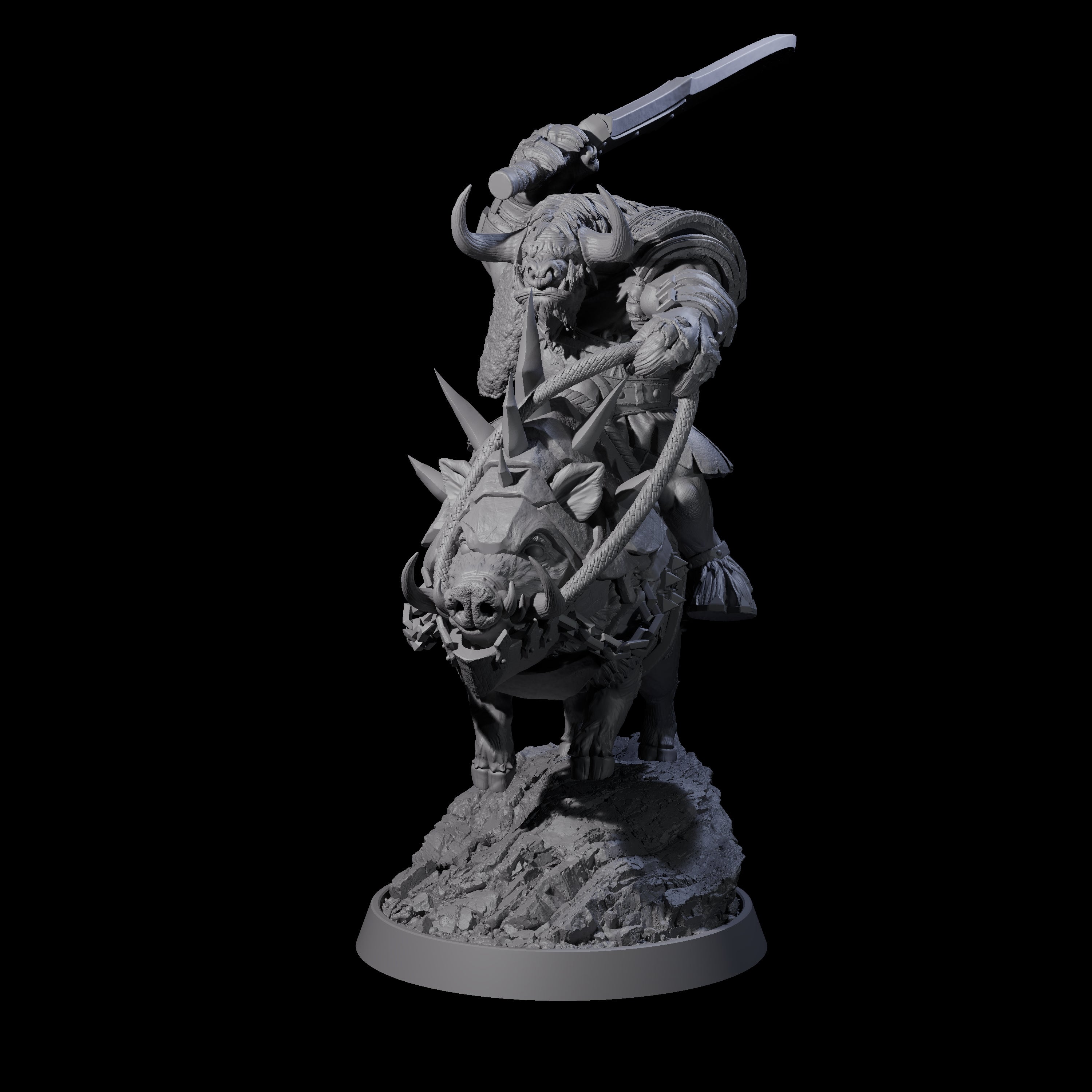 Mythical Minotaur on War Pig A Miniature for Dungeons and Dragons, Pathfinder or other TTRPGs