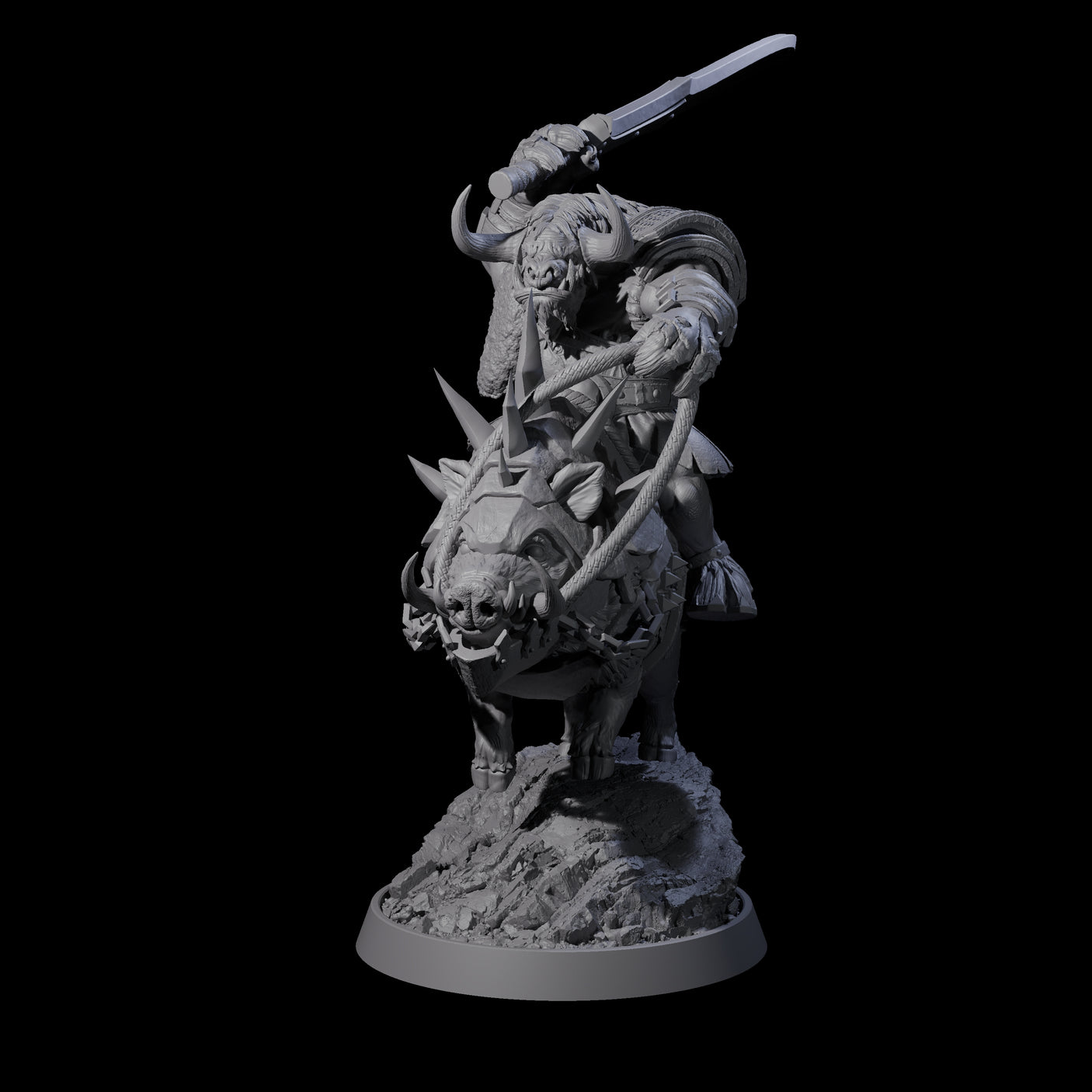 Mythical Minotaur on War Pig A Miniature for Dungeons and Dragons, Pathfinder or other TTRPGs