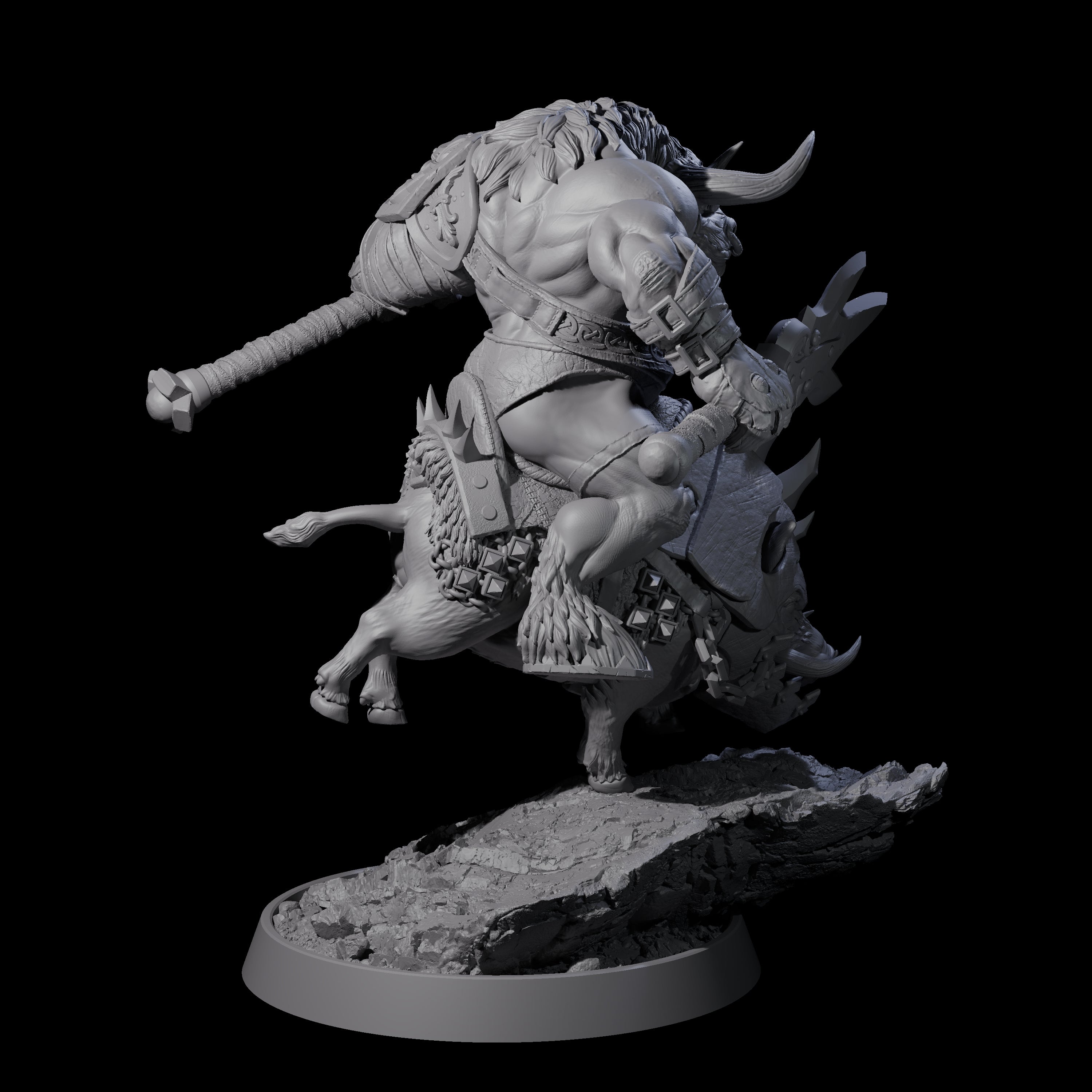 Mythical Minotaur on War Pig B Miniature for Dungeons and Dragons, Pathfinder or other TTRPGs
