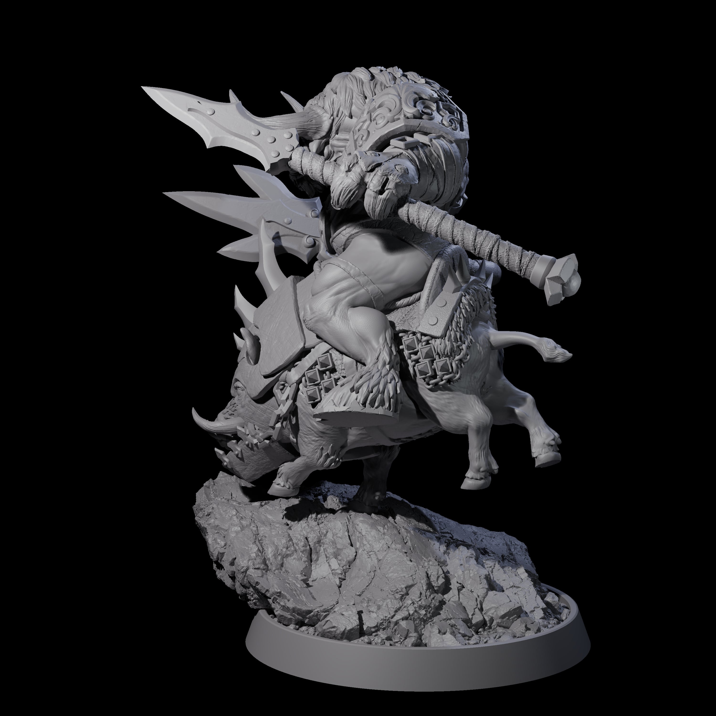 Mythical Minotaur on War Pig B Miniature for Dungeons and Dragons, Pathfinder or other TTRPGs