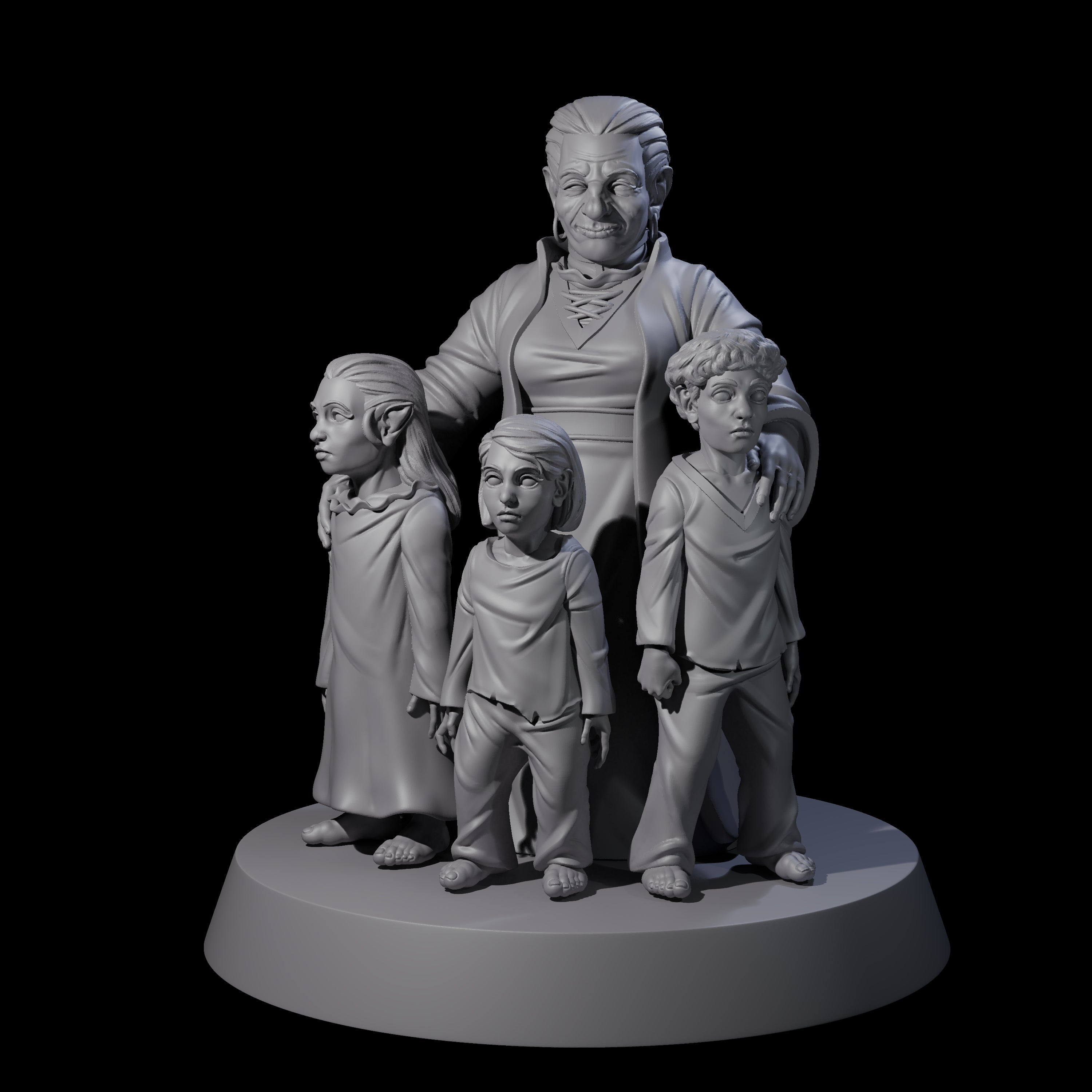 Nana and the Orphans Miniature for Dungeons and Dragons, Pathfinder or other TTRPGs