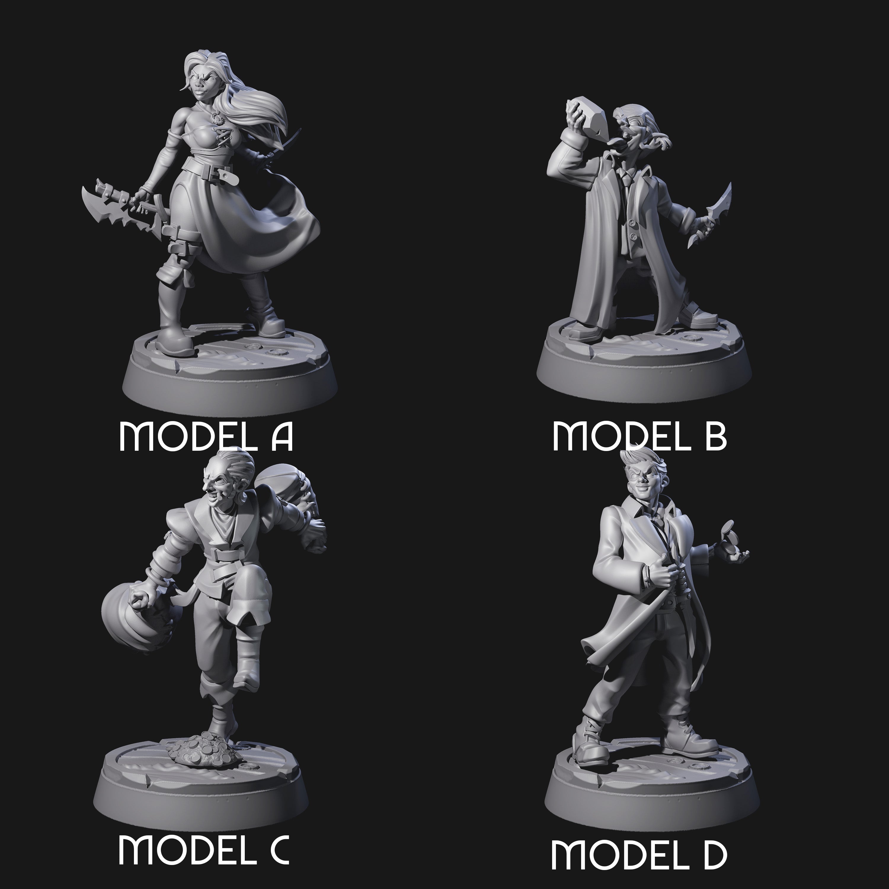 Nefarious Human Crime Bosses Miniature for Dungeons and Dragons, Pathfinder or other TTRPGs