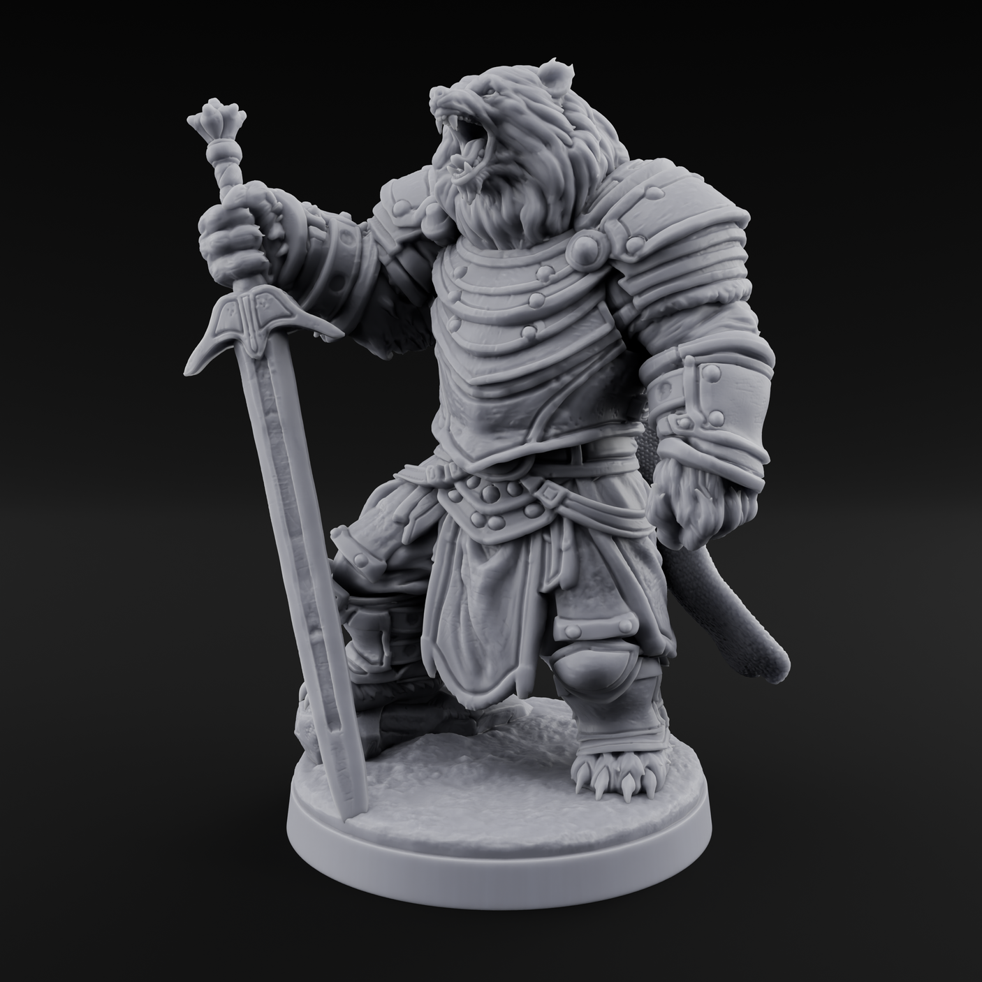 Noble Bear Knight Miniature for Dungeons and Dragons, Pathfinder or other TTRPGs