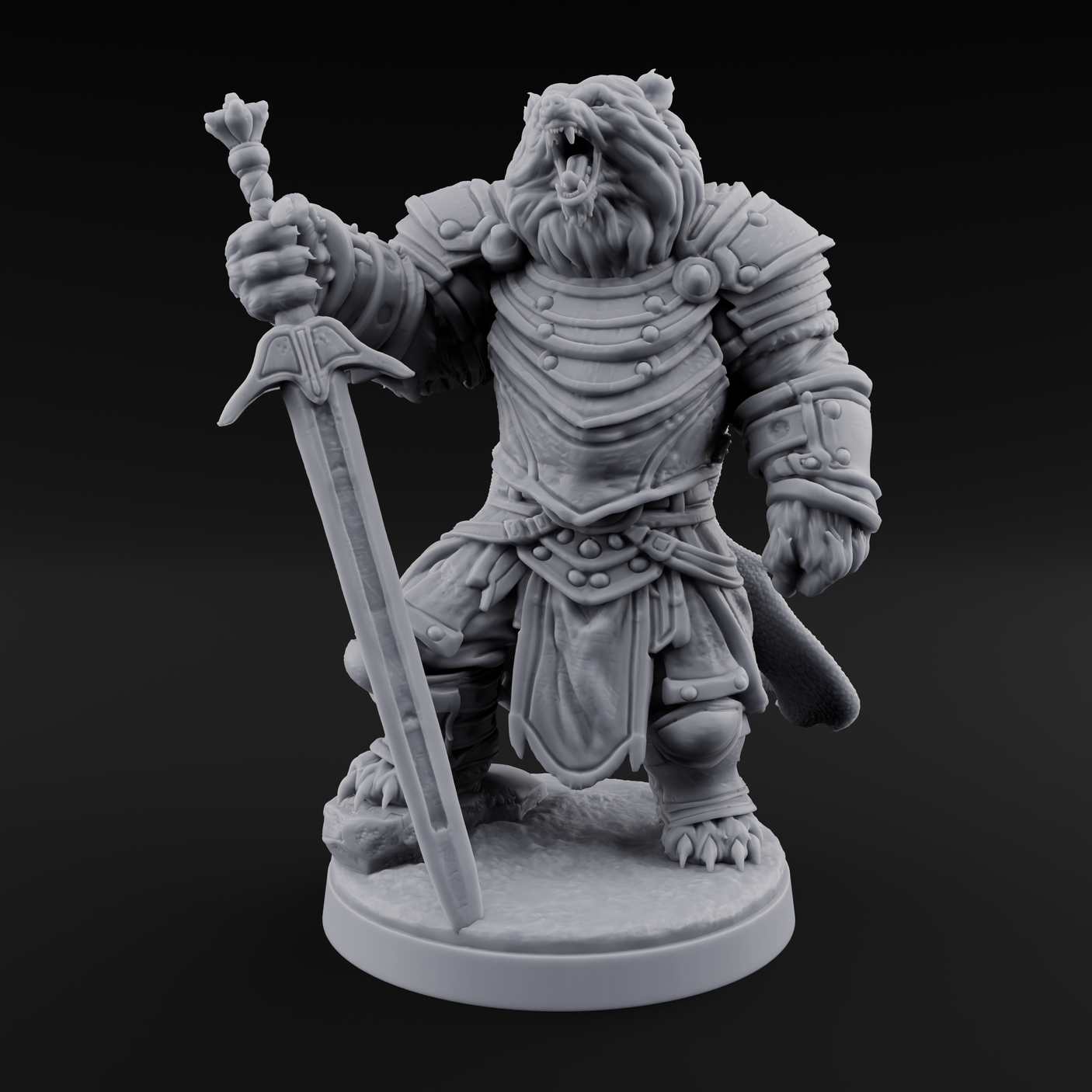 Noble Bear Knight Miniature for Dungeons and Dragons, Pathfinder or other TTRPGs