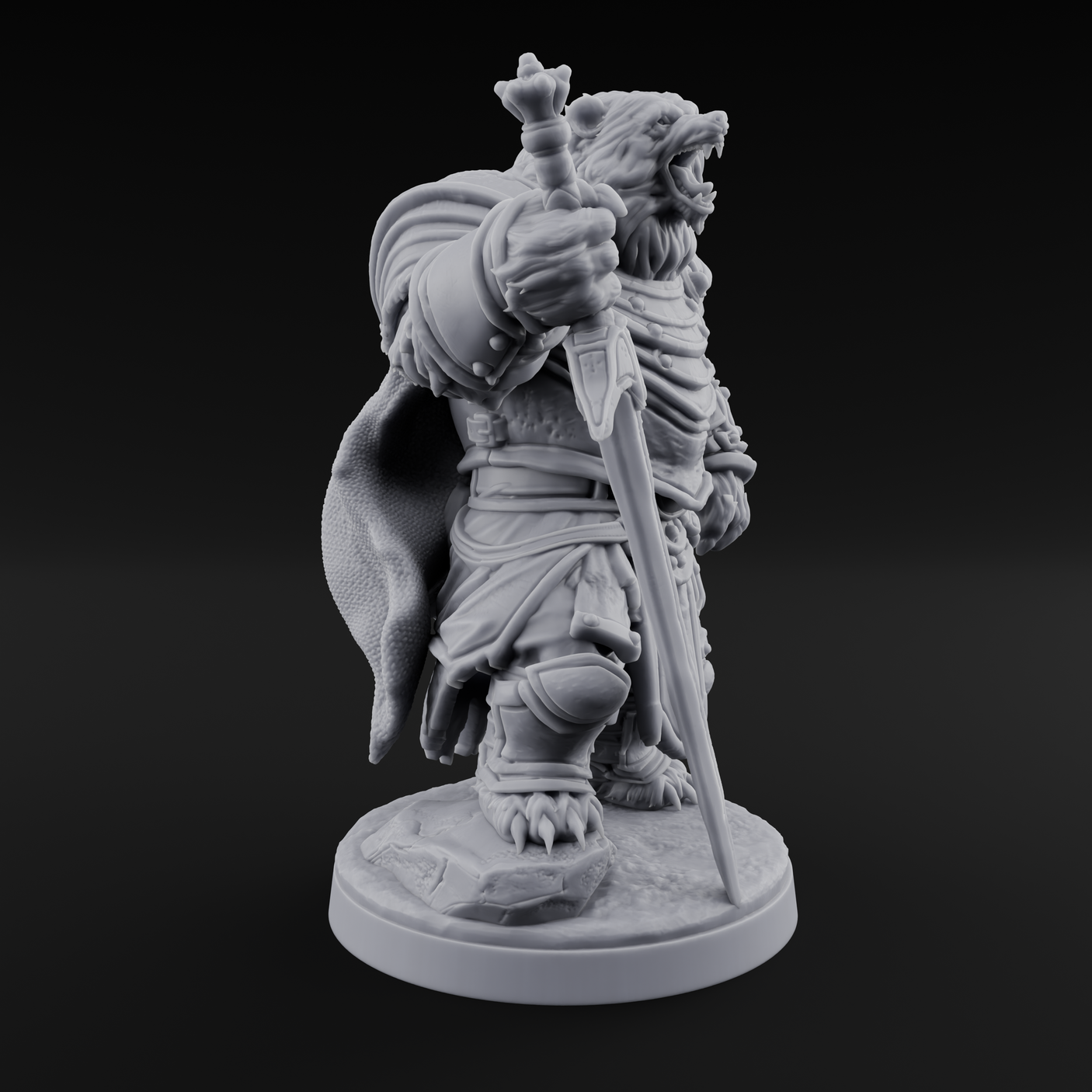 Noble Bear Knight Miniature for Dungeons and Dragons, Pathfinder or other TTRPGs