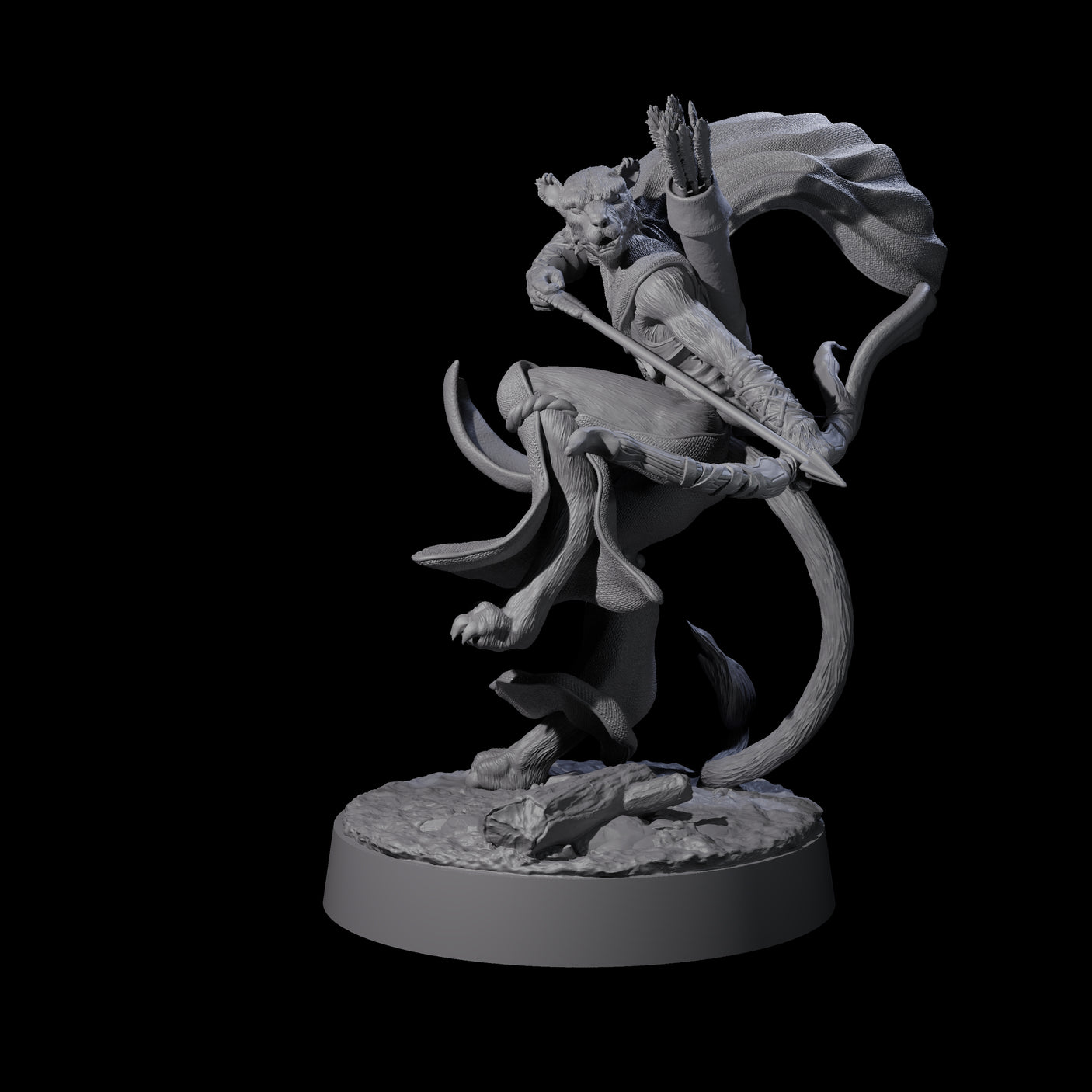 Noble Leonin Huntress B Miniature for Dungeons and Dragons, Pathfinder or other TTRPGs