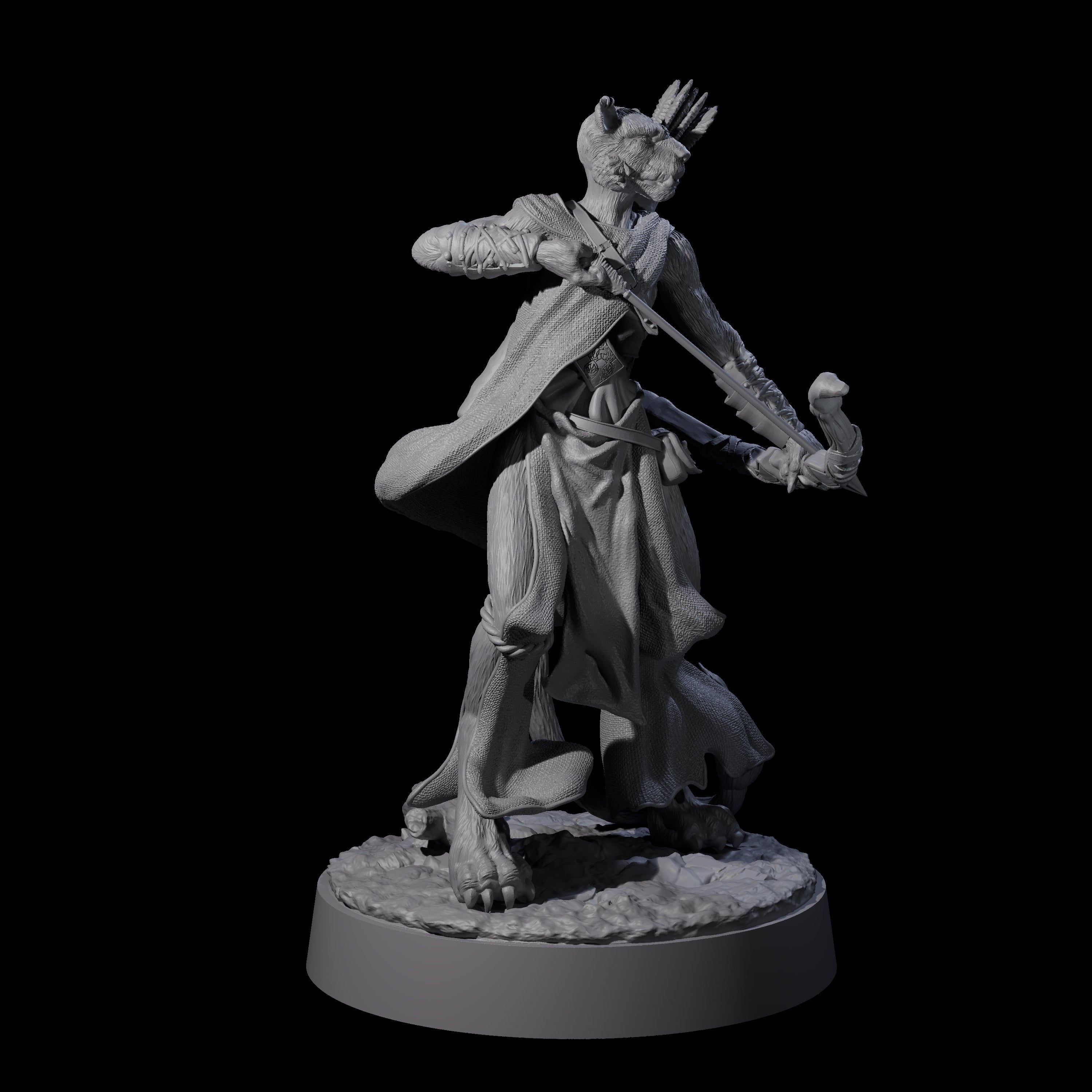Noble Leonin Huntress C Miniature for Dungeons and Dragons, Pathfinder or other TTRPGs