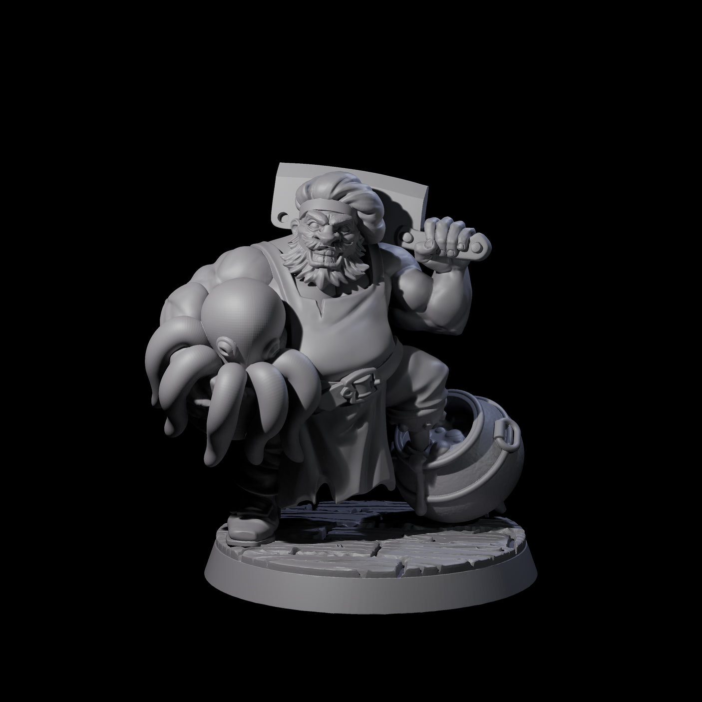 Octopus Loving Pirate Chef Miniature for Dungeons and Dragons, Pathfinder or other TTRPGs