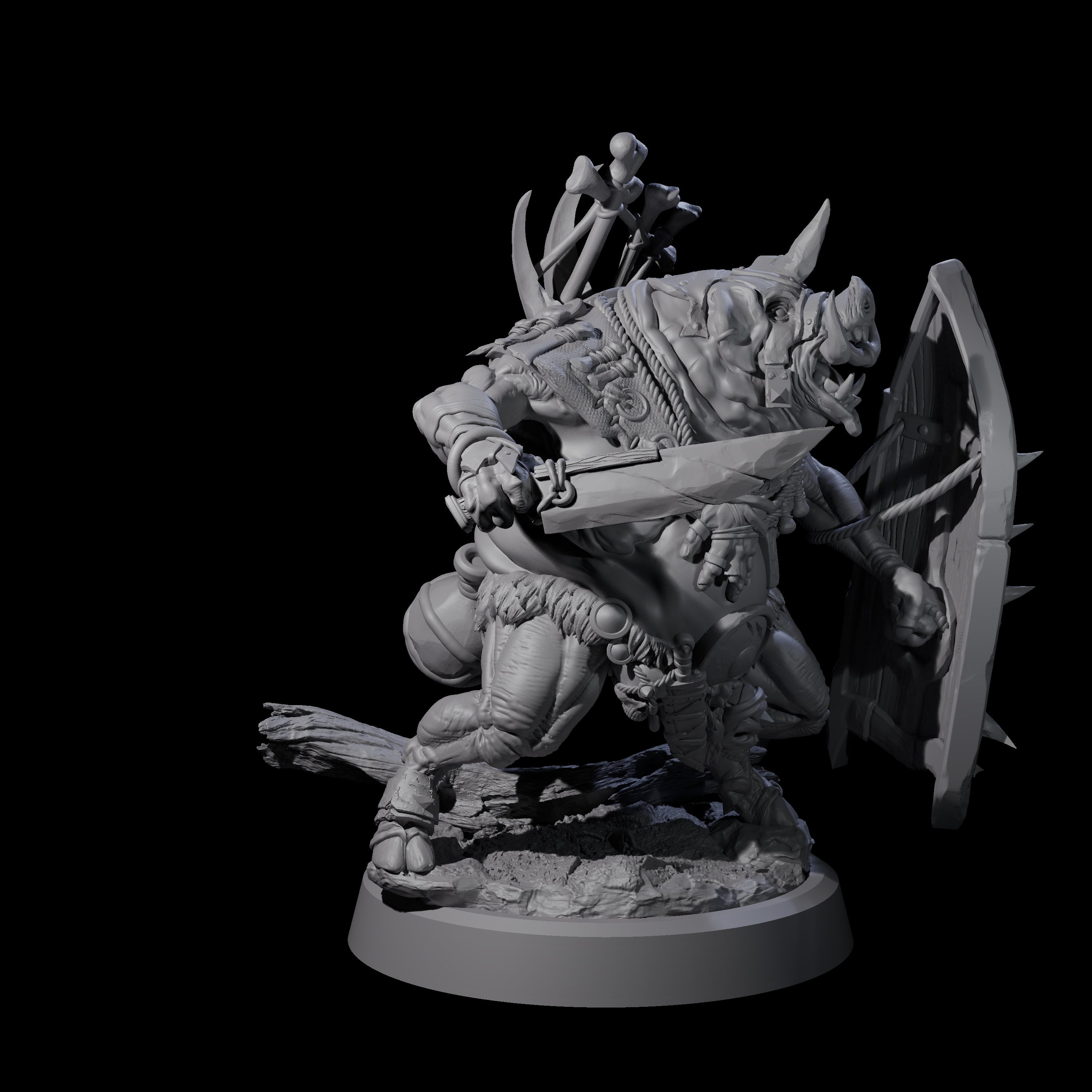 Oinking Boarfolk Soldier A Miniature for Dungeons and Dragons, Pathfinder or other TTRPGs