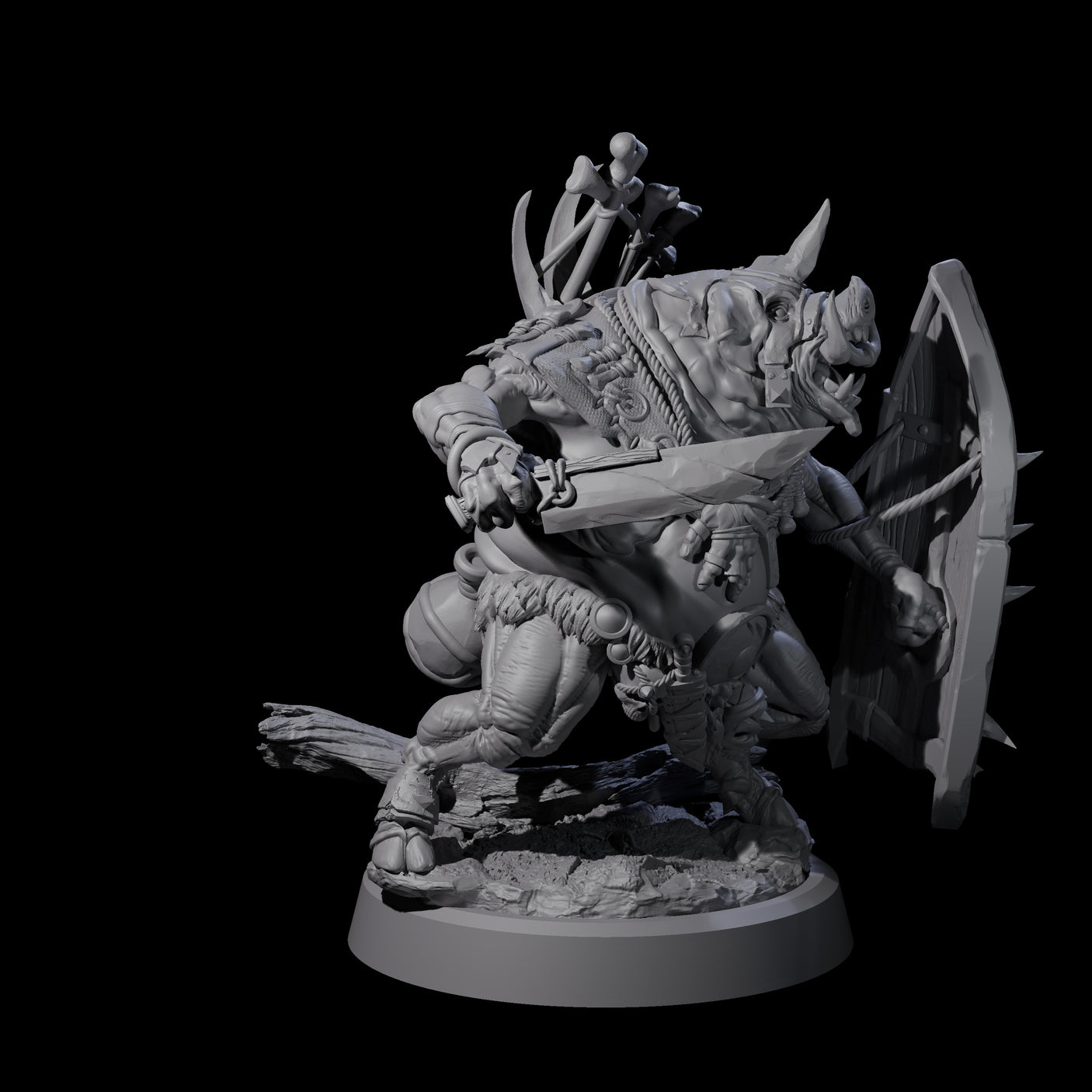 Oinking Boarfolk Soldier A Miniature for Dungeons and Dragons, Pathfinder or other TTRPGs