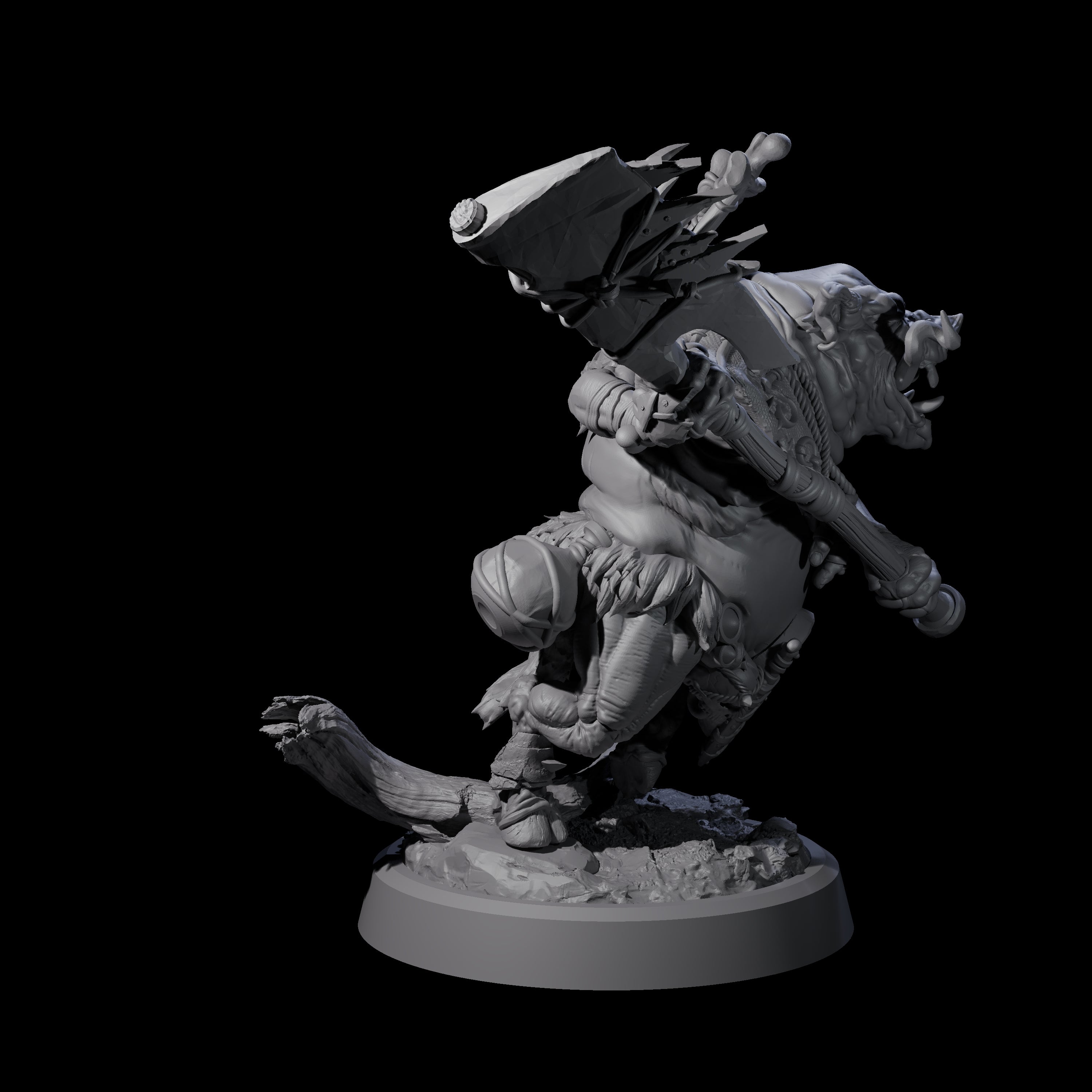 Oinking Boarfolk Soldier B Miniature for Dungeons and Dragons, Pathfinder or other TTRPGs