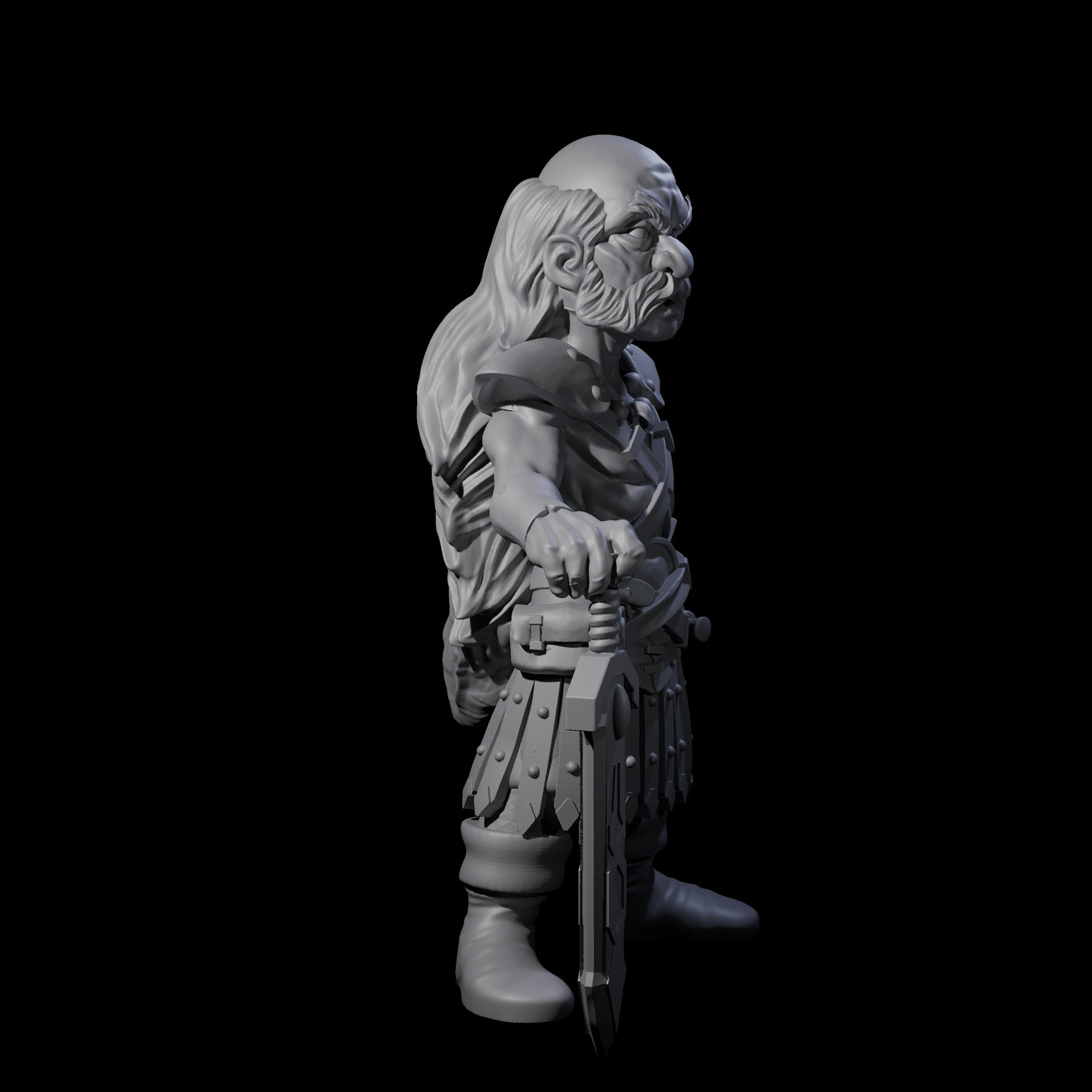 Old Gnome Barbarian Miniature for Dungeons and Dragons, Pathfinder or other TTRPGs