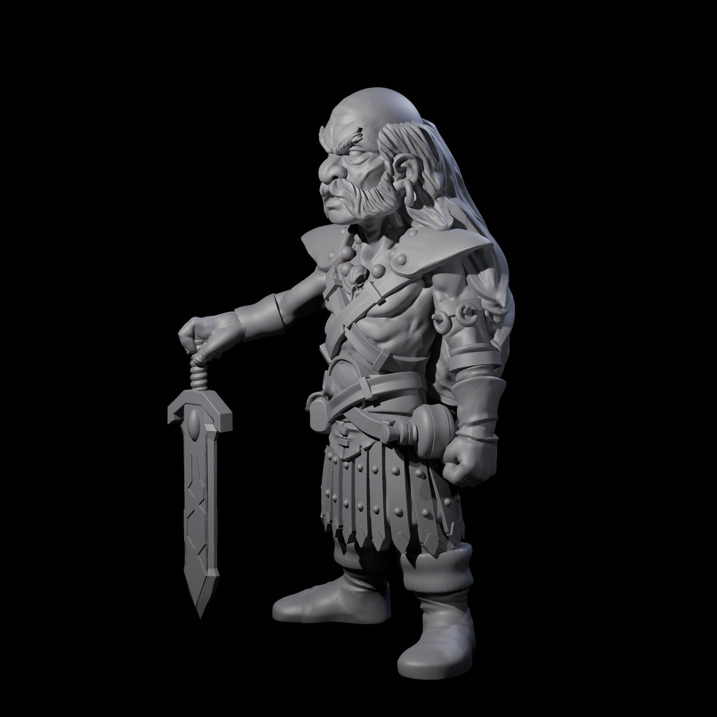 Old Gnome Barbarian Miniature for Dungeons and Dragons, Pathfinder or other TTRPGs