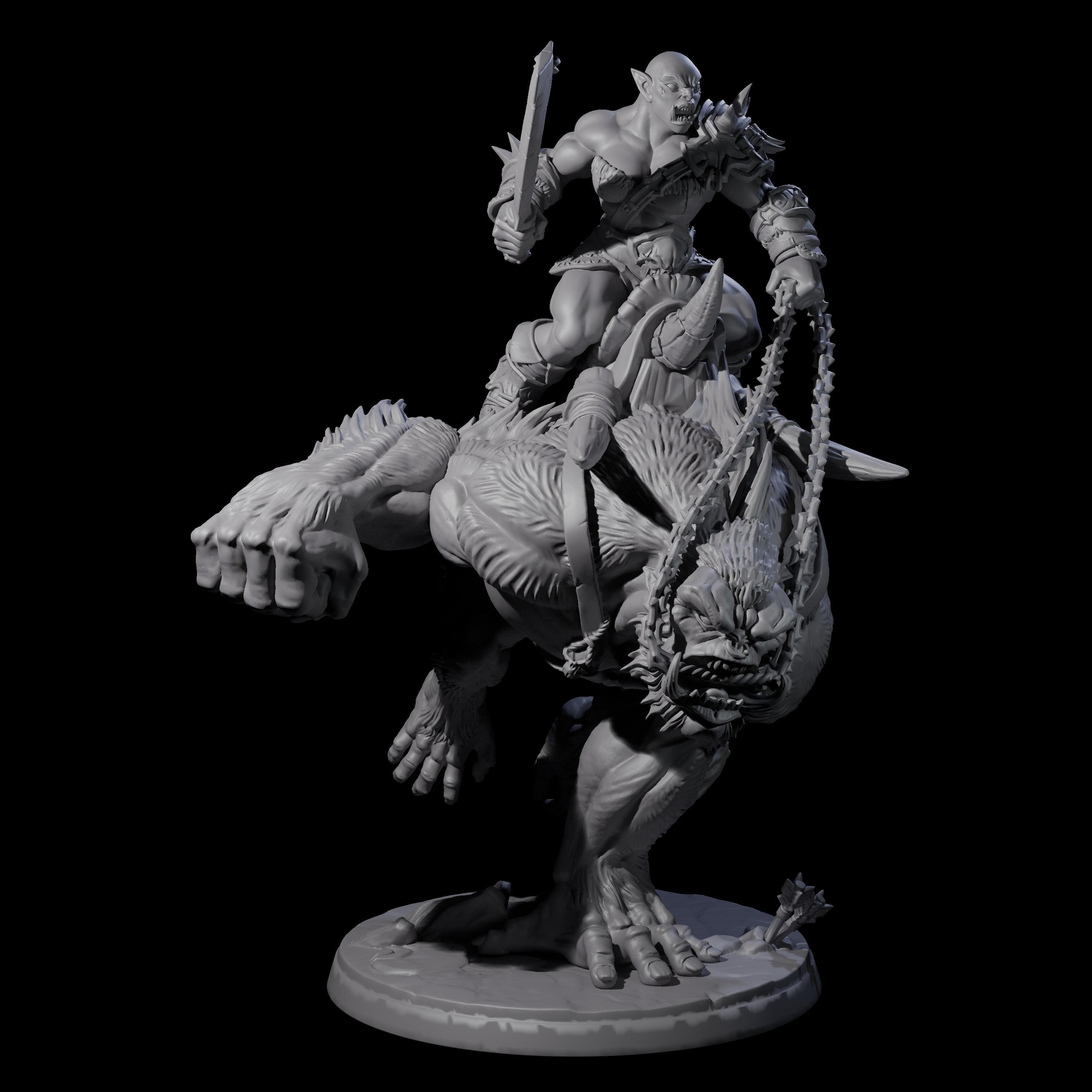 Orc Raider Riding Barlgura C Miniature for Dungeons and Dragons, Pathfinder or other TTRPGs