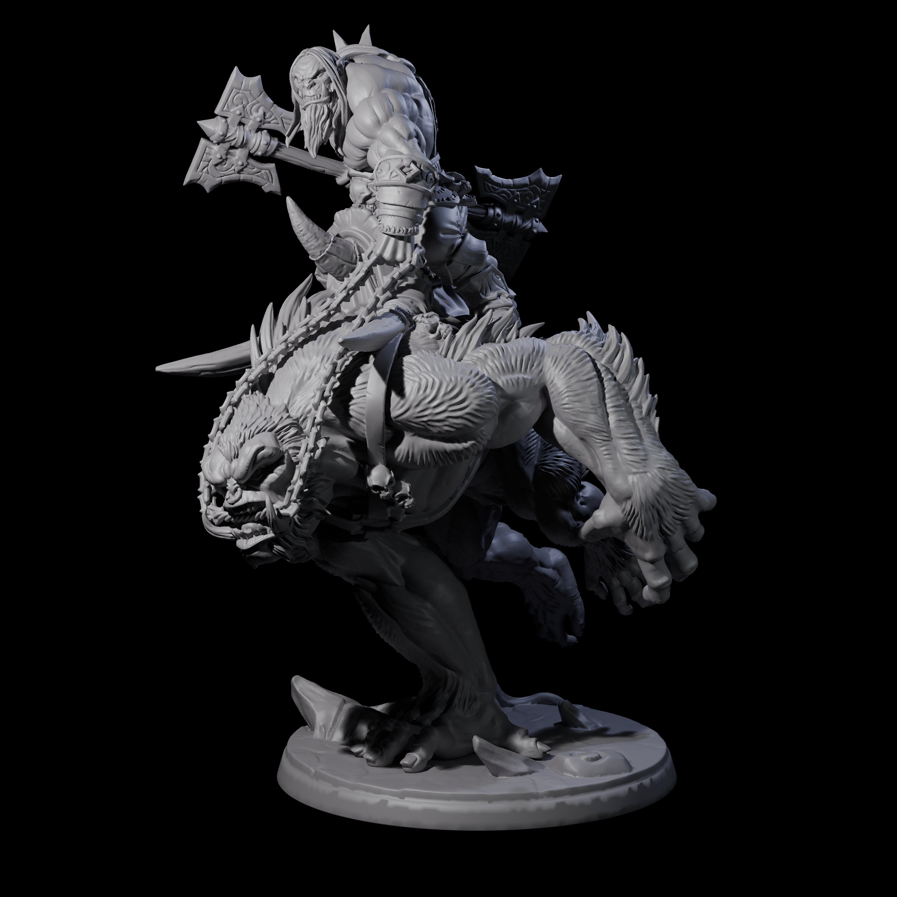 Orc Raiders Riding Barlguras Miniature for Dungeons and Dragons, Pathfinder or other TTRPGs