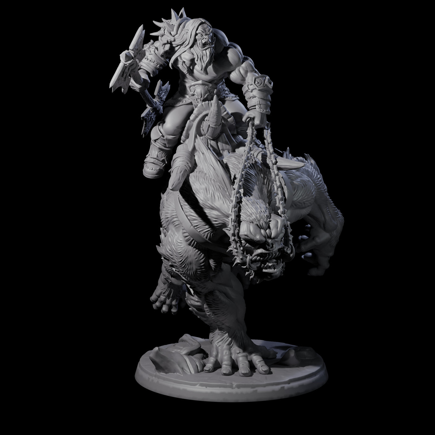 Orc Raiders Riding Barlguras Miniature for Dungeons and Dragons, Pathfinder or other TTRPGs