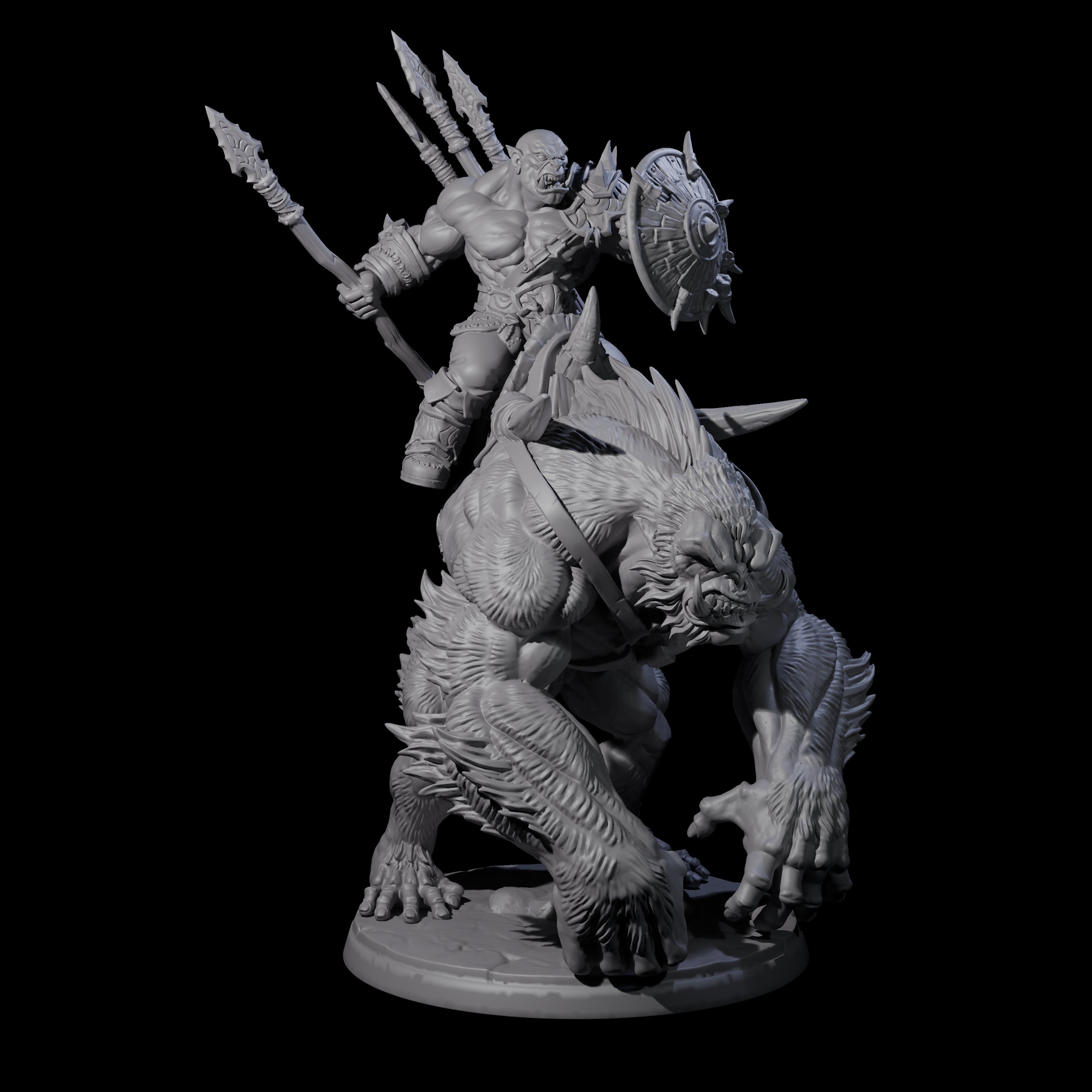 Orc Raiders Riding Barlguras Miniature for Dungeons and Dragons, Pathfinder or other TTRPGs
